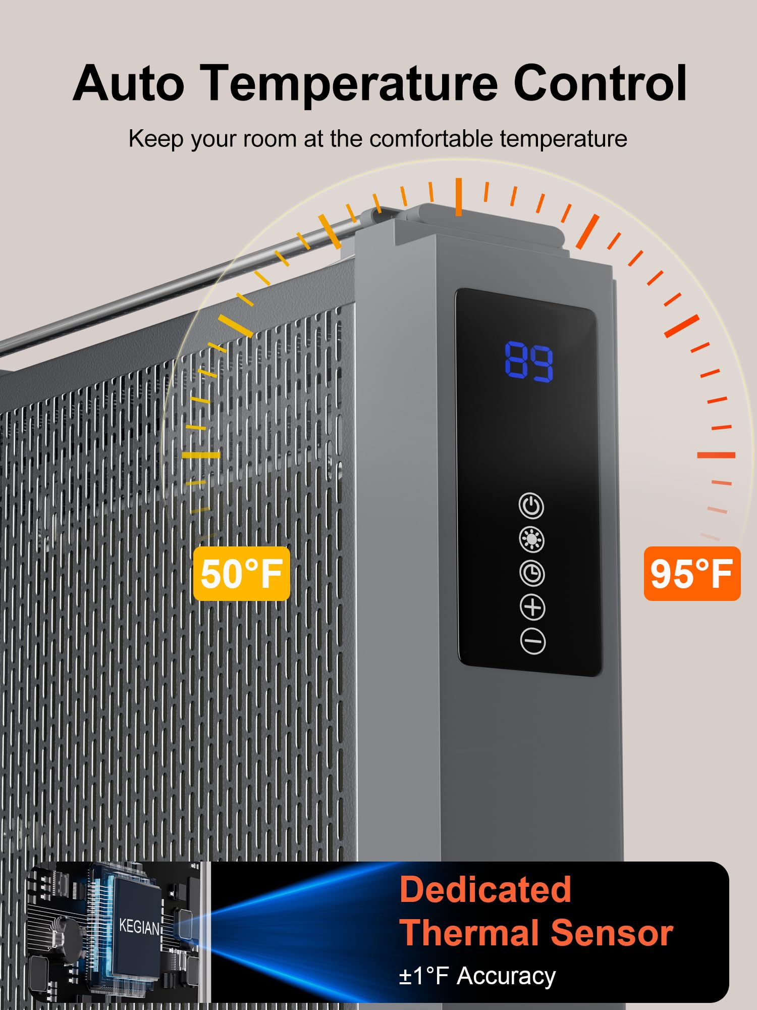 1500W Portable Electric Space Heater with Thermostat & Remote - 12H Timer, Quiet & Safe for Large Rooms - Perfect for Bedroom, Office, Home & Garage Use (33 Inch) - Stay Warm All Winter Indoors