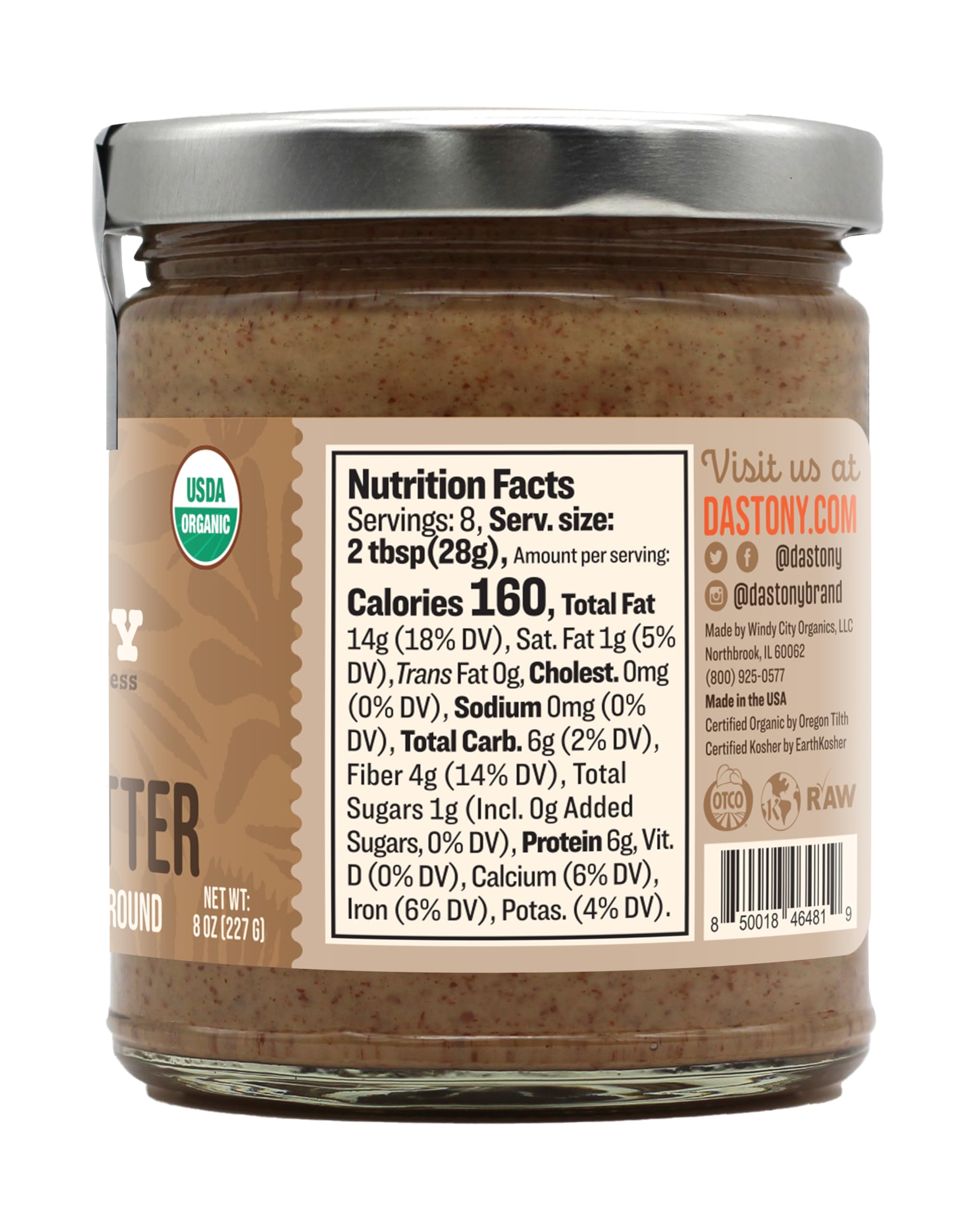 Organic Raw Sprouted Almond Butter by Dastony, 8 oz – Single Ingredient, Vegan, Paleo & Keto Friendly, Non-GMO, Gluten-Free – Perfect for Smoothies, Toast & Healthy Snacks