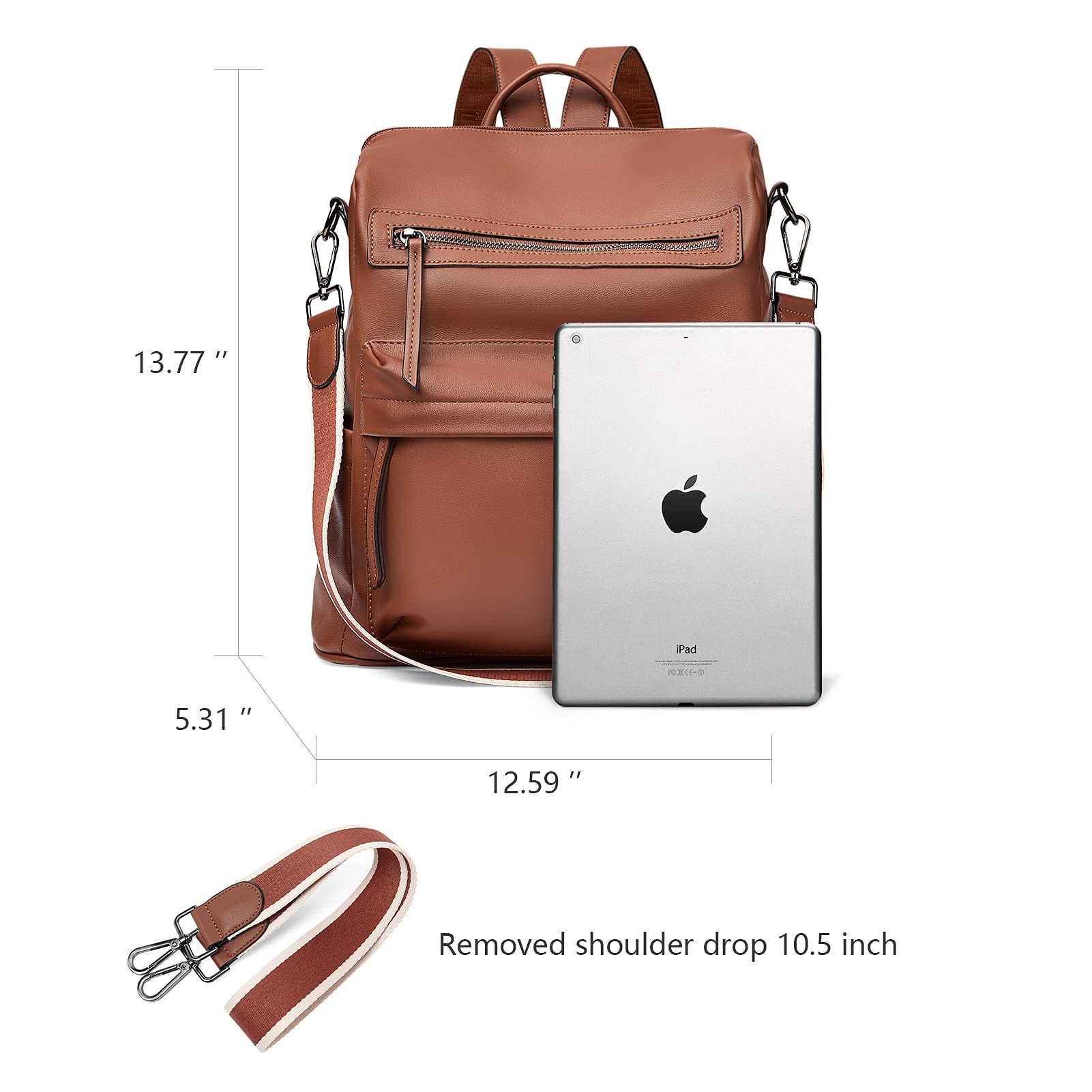 Stylish BROMEN Leather Backpack Purse for Women - Large Designer Shoulder Bag for Travel, Work & Daily Use | Durable & Fashionable Handbag for Commuting, Shopping & Outings