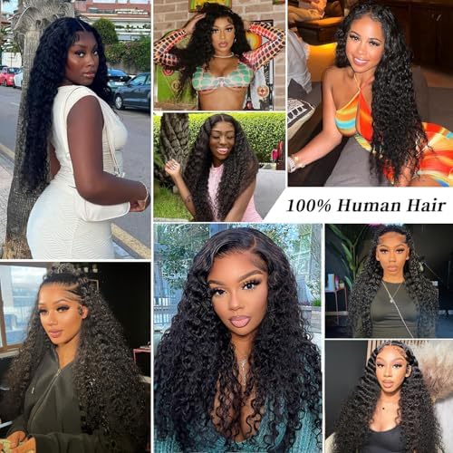30 Inch 13x6 Lace Front Wigs Human Hair - 200% Density Deep Wave Glueless Wig with Pre-Plucked Hairline | Natural Looking Curly Human Hair Wigs for Women | Perfect for Daily Wear, Cosplay & Special Occasions