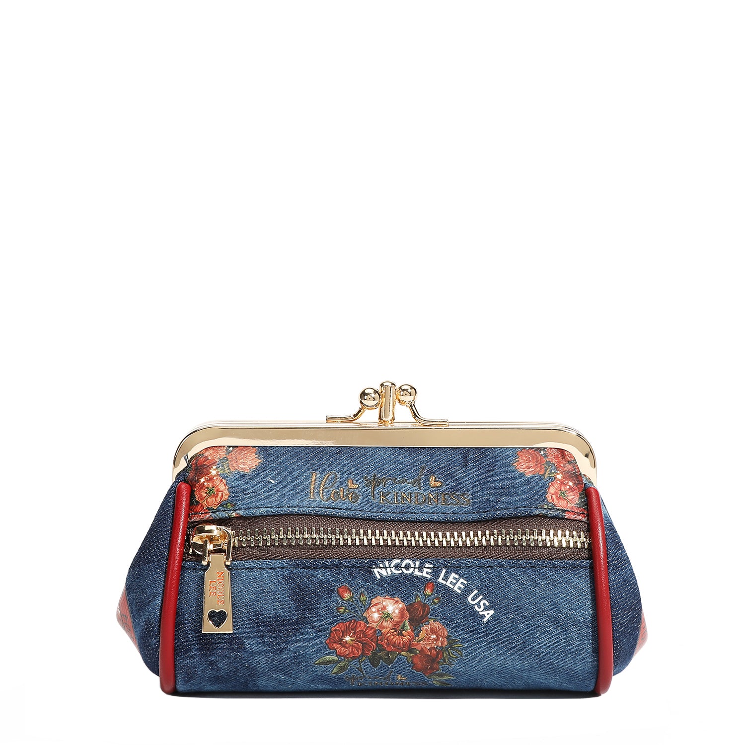 Denim Mini Kiss Lock Coin Purse Wristlet - Stylish Small Wallet for Women - Perfect for Parties, Shopping & Everyday Use