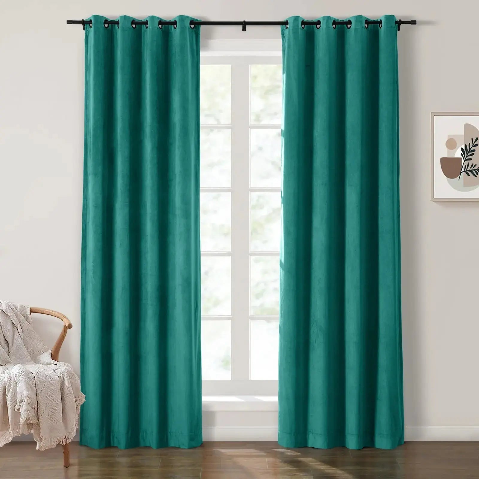 Luxury Velvet Grommet Curtains for Living Room & Bedroom - Blackout Thermal Insulated Drapes - Birkin Style Elegant Window Treatments for Home Decor