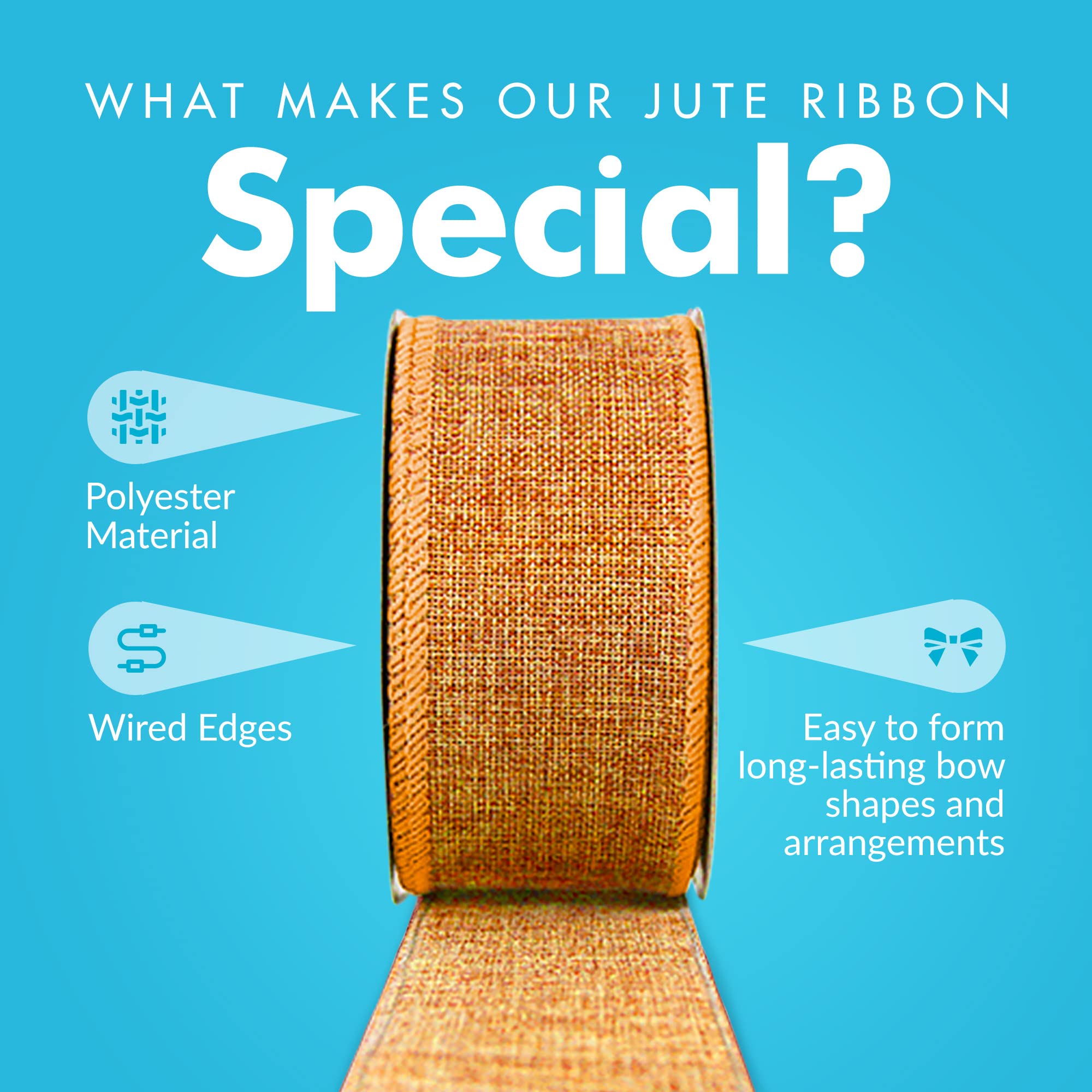 Faux Burlap Jute Ribbon for Gift Wrapping & Christmas Decor - 2.5
