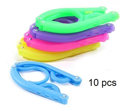 10-Pack Portable Folding Clothes Hangers with Non-Slip Grooves - Space Saving Travel Hangers for Camping, Hiking & Home Organization - Perfect for Closet, Bathroom & Laundry Drying Rack