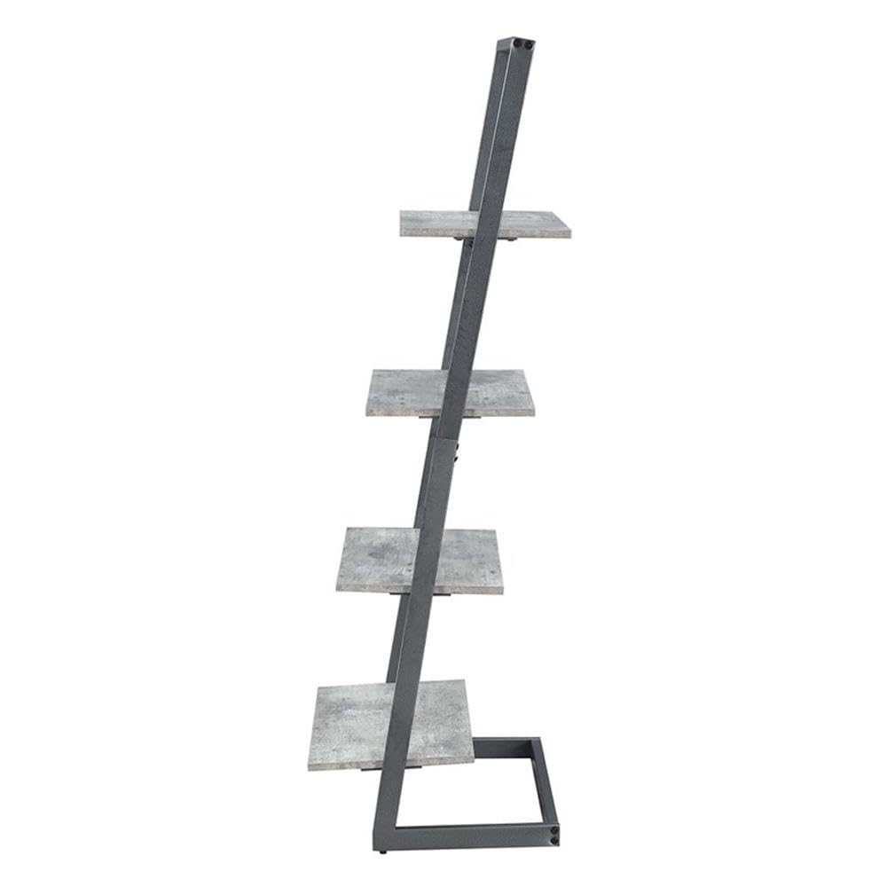 Pemberly Row 4-Tier Ladder Bookcase Shelf - Gray Wooden Storage Shelf for Living Room, Bedroom & Office
