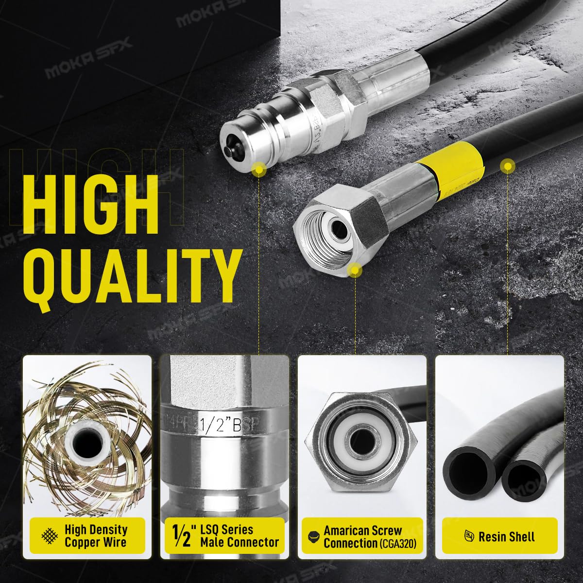 6M High-Pressure Gas Hose for CO2 Tank - Compatible with CO2 Jet Machine, Welding & Beverage Dispensing (6 Meters) - Perfect for Home Brewing, DIY Projects & Industrial Use