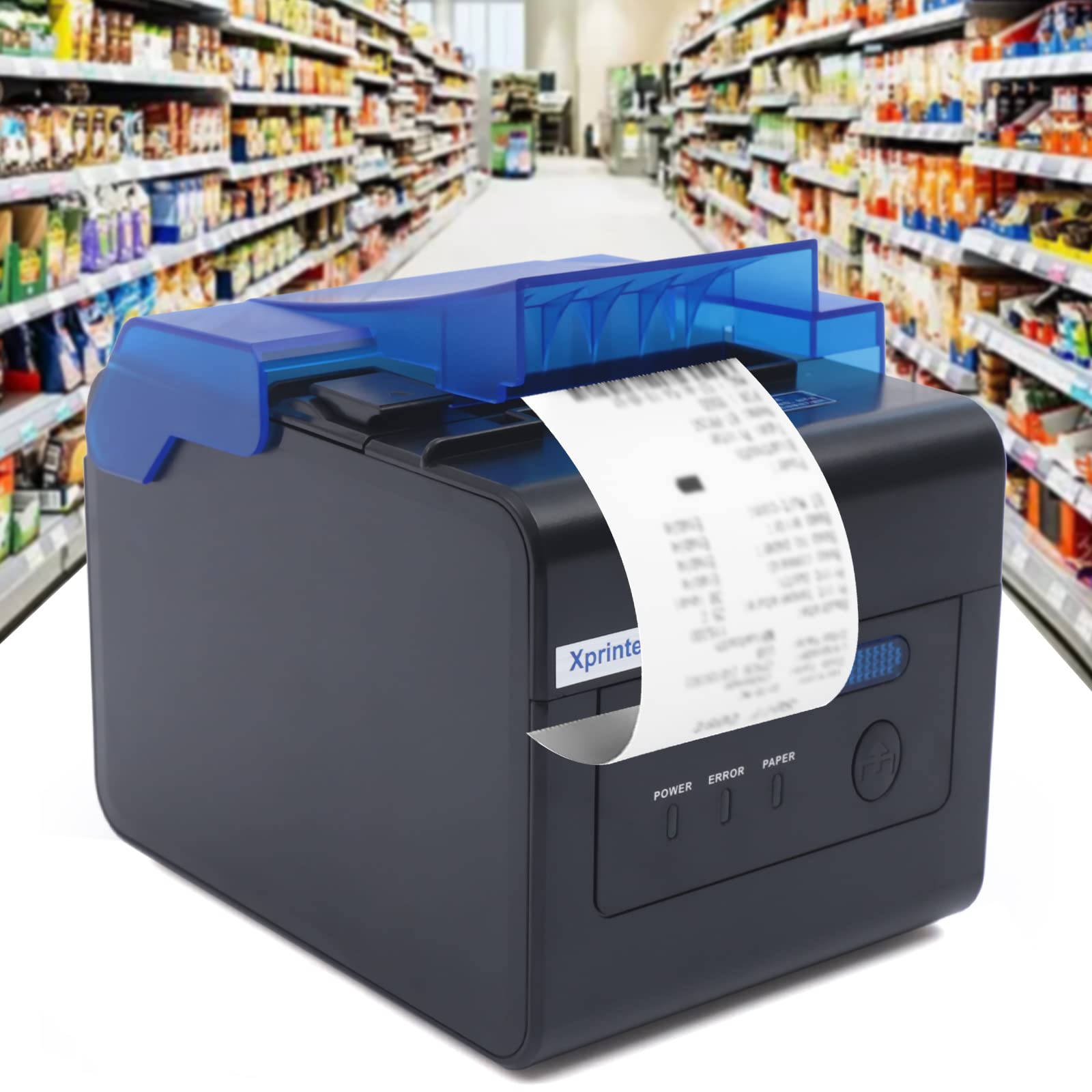 80mm Thermal POS Printer with Auto Cutter & Audible Alarm - USB/Serial/Ethernet Connectivity, ESC/POS & Cash Drawer Support - Ideal for Restaurants, Retail Stores & Kitchen Use