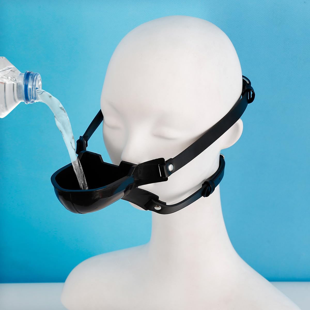 Adjustable Harness Mouth Plug Gag with Funnel - SM Bondage Extreme Sex Toy for Men, Women & Couples - Perfect for BDSM Play, Roleplay & Adult Fun (Black)