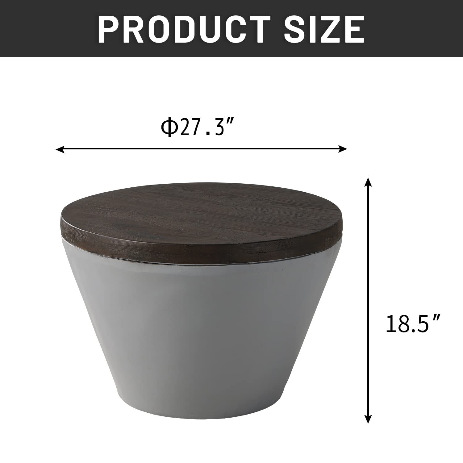 Modern Outdoor Coffee Table - Bowl-Shaped Concrete Side Table for Living Room, Patio, Backyard & Garden - Perfect for Lounging, Entertaining & Outdoor Decor