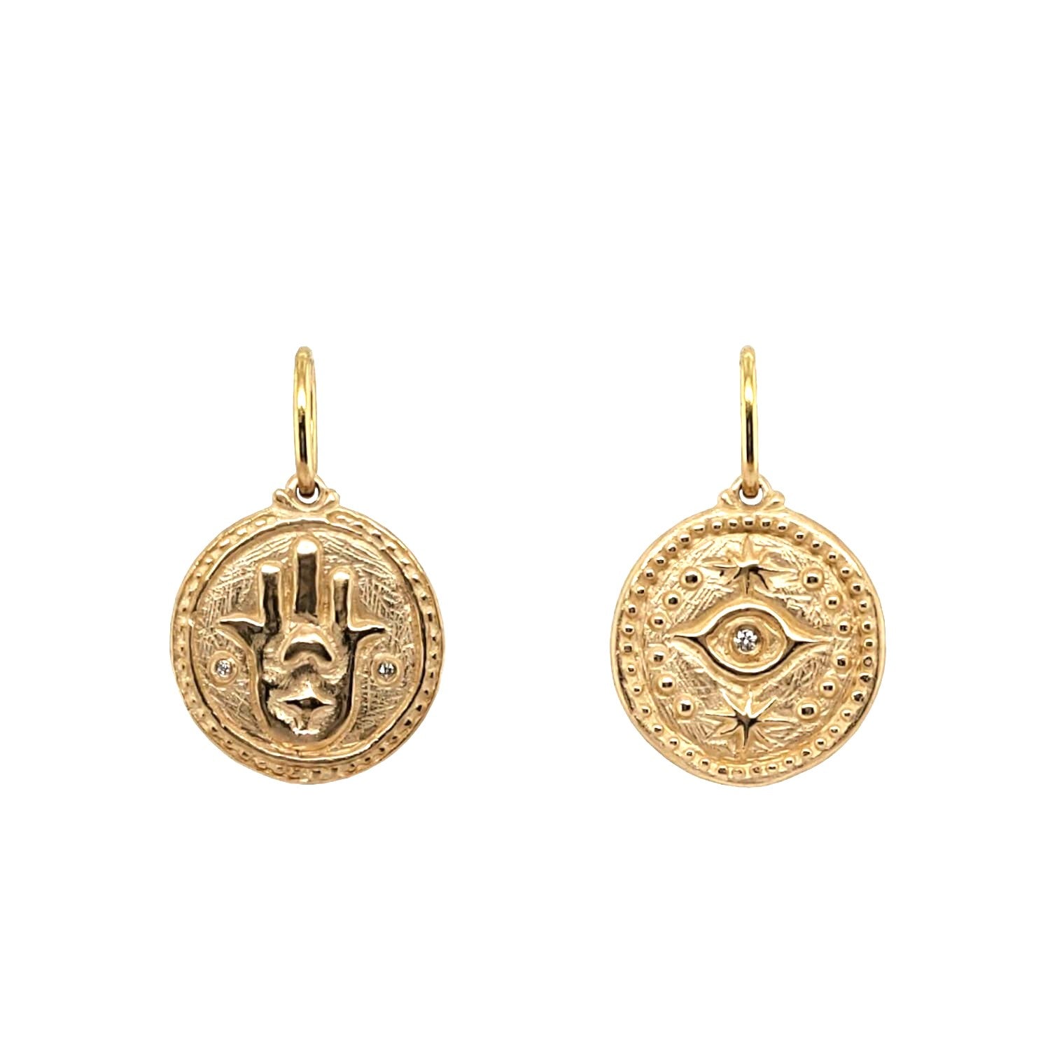 14K Gold Diamond Evil Eye & Hamsa Hand Charm Pendant Necklace - Protection Jewelry for Women, Gift for Her - Perfect for Spiritual Protection, Daily Wear & Special Occasions