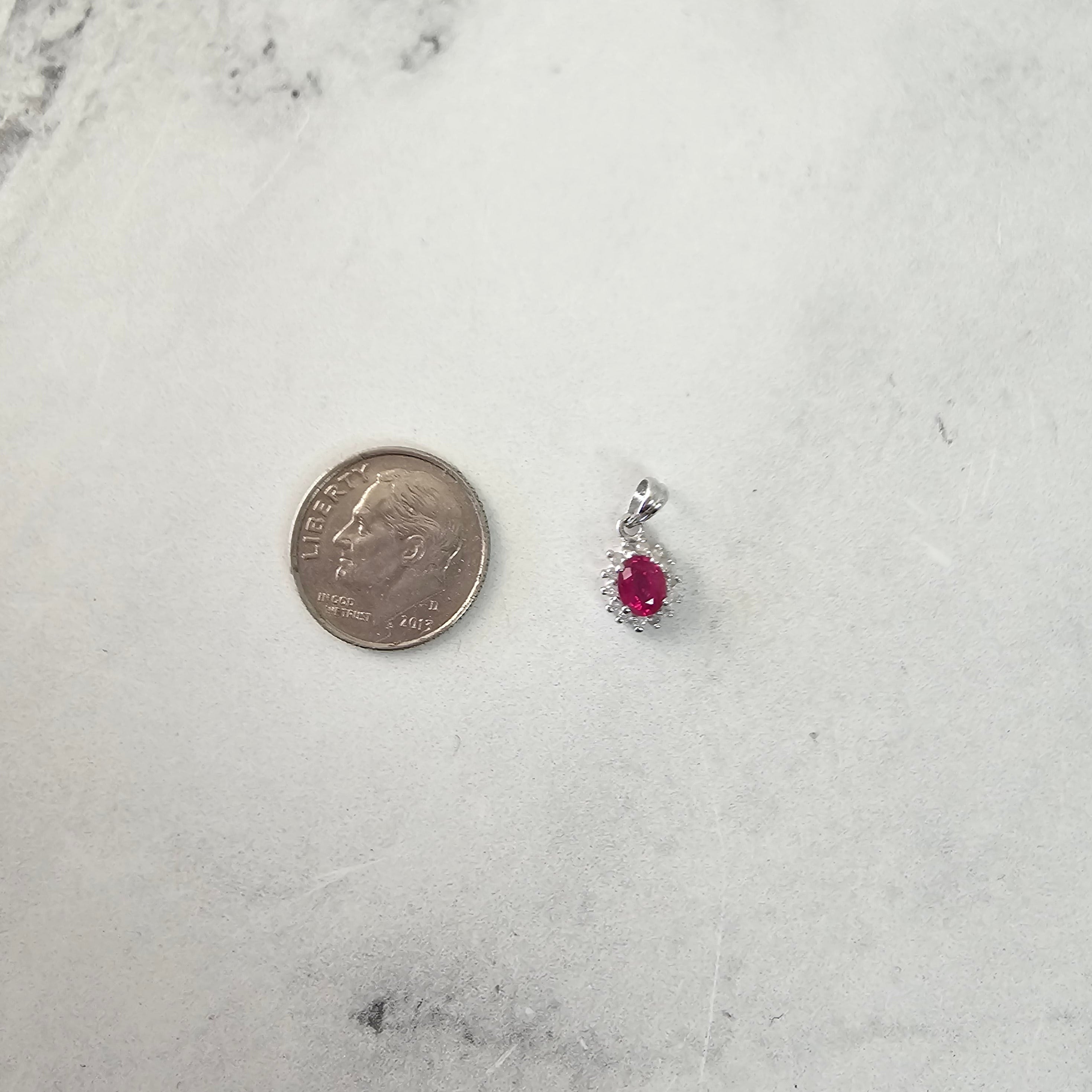 14k White Gold Oval Ruby Diamond Halo Necklace - Elegant Jewelry Gift for Women, Perfect for Anniversaries, Weddings & Special Occasions