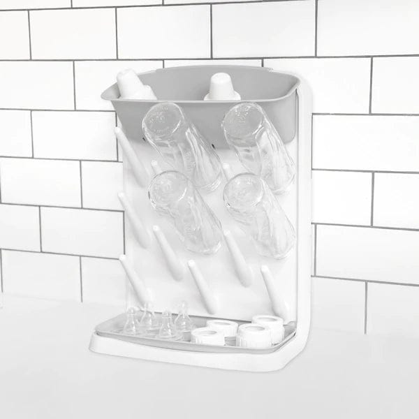 Ubbi Vertical Bottle Drying Rack - Gray Baby Bottle Organizer for Countertop | Space-Saving Nursery & Kitchen Storage Solution for Breast Pump Parts, Cups & Utensils