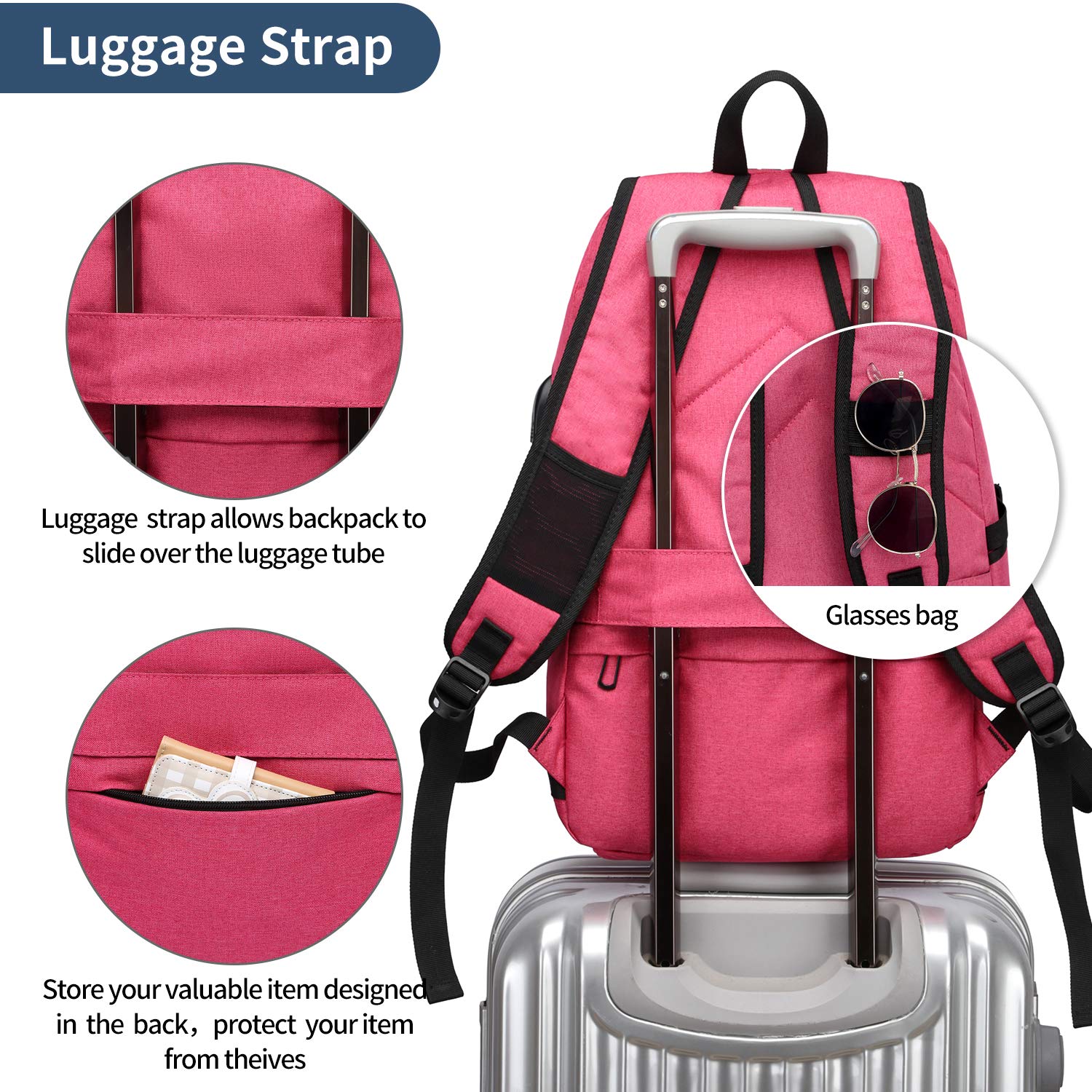 Anti-Theft Business Laptop Backpack with USB Charging Port & Lock - Waterproof 15.6 Inch Computer Backpack for Men & Women - Perfect for Office Commute, College, Travel & Hiking Daypacks