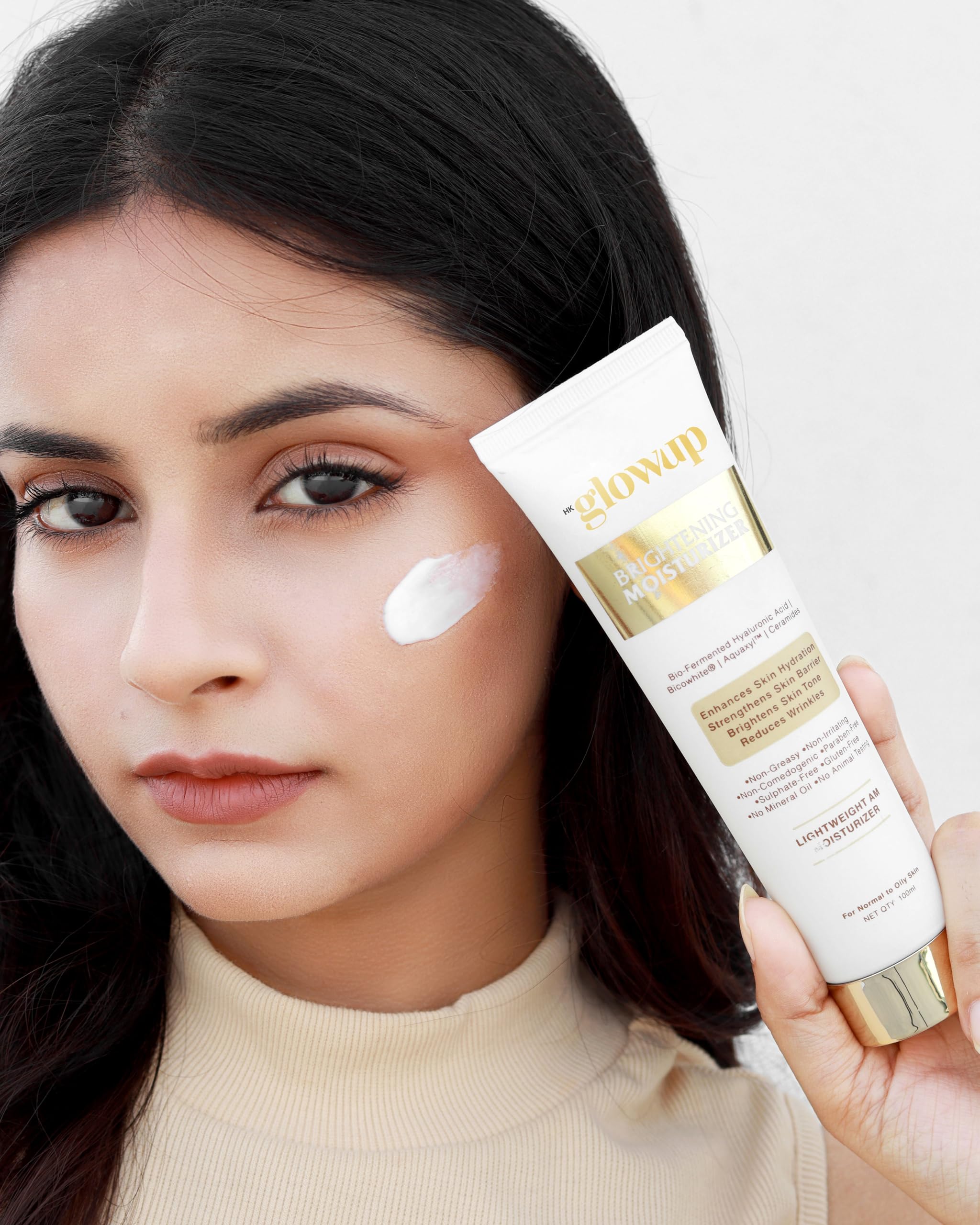 HK Glowup Brightening Face Moisturizer for Brighter, Soft & Radiant Skin - Daily Illuminating Lotion for Glowing Complexion | Lightweight, Non-Greasy Formula for Women & Men (100ml) | Perfect for Morning/Night Skincare Routine & Makeup Prep