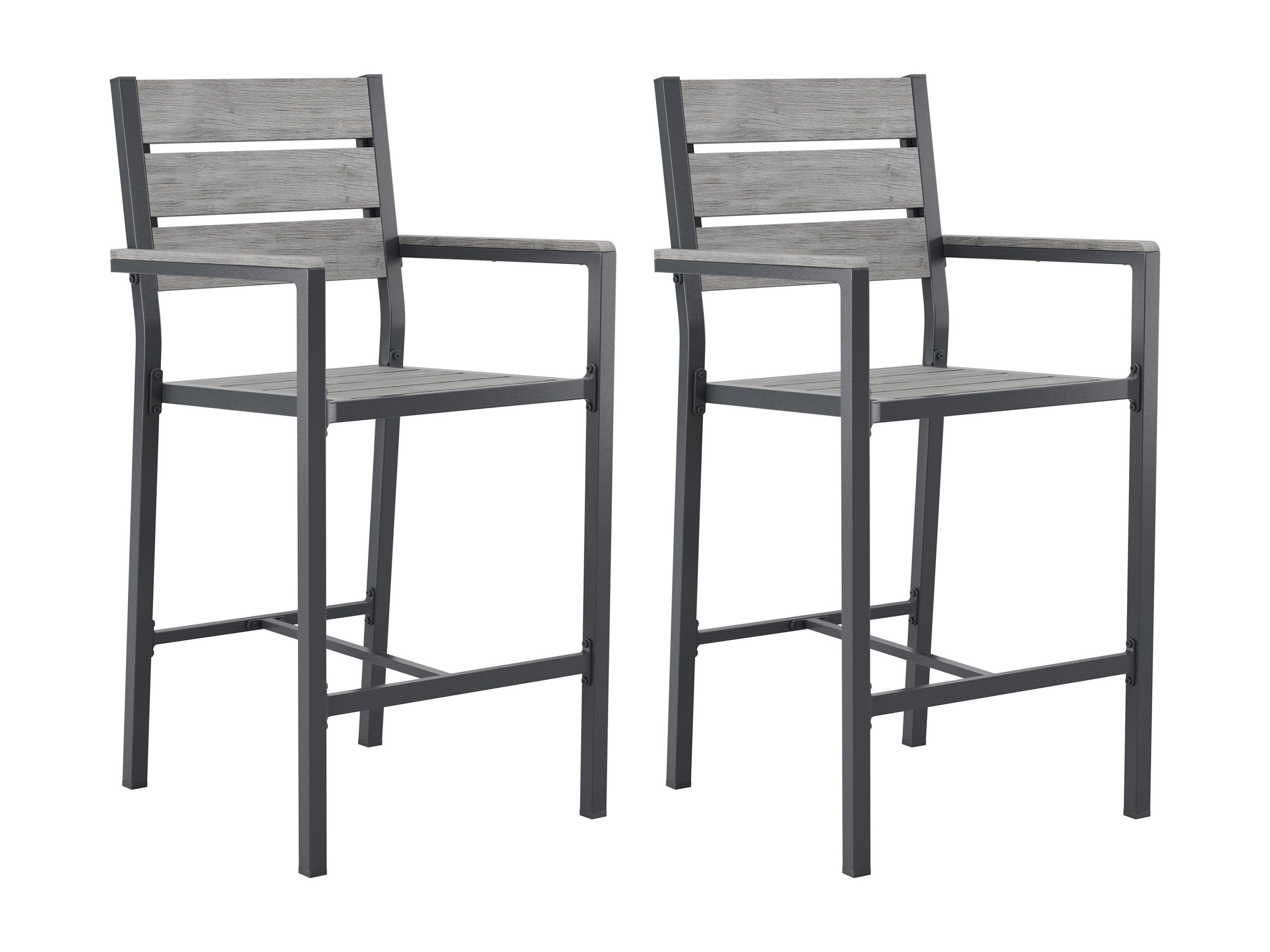 Premium Outdoor Bar Chairs Set of 2 - Patio Counter Height Stools with Backrest - Weather-Resistant Metal & Wicker Dining Chairs for Deck, Poolside, Garden & Backyard Entertaining