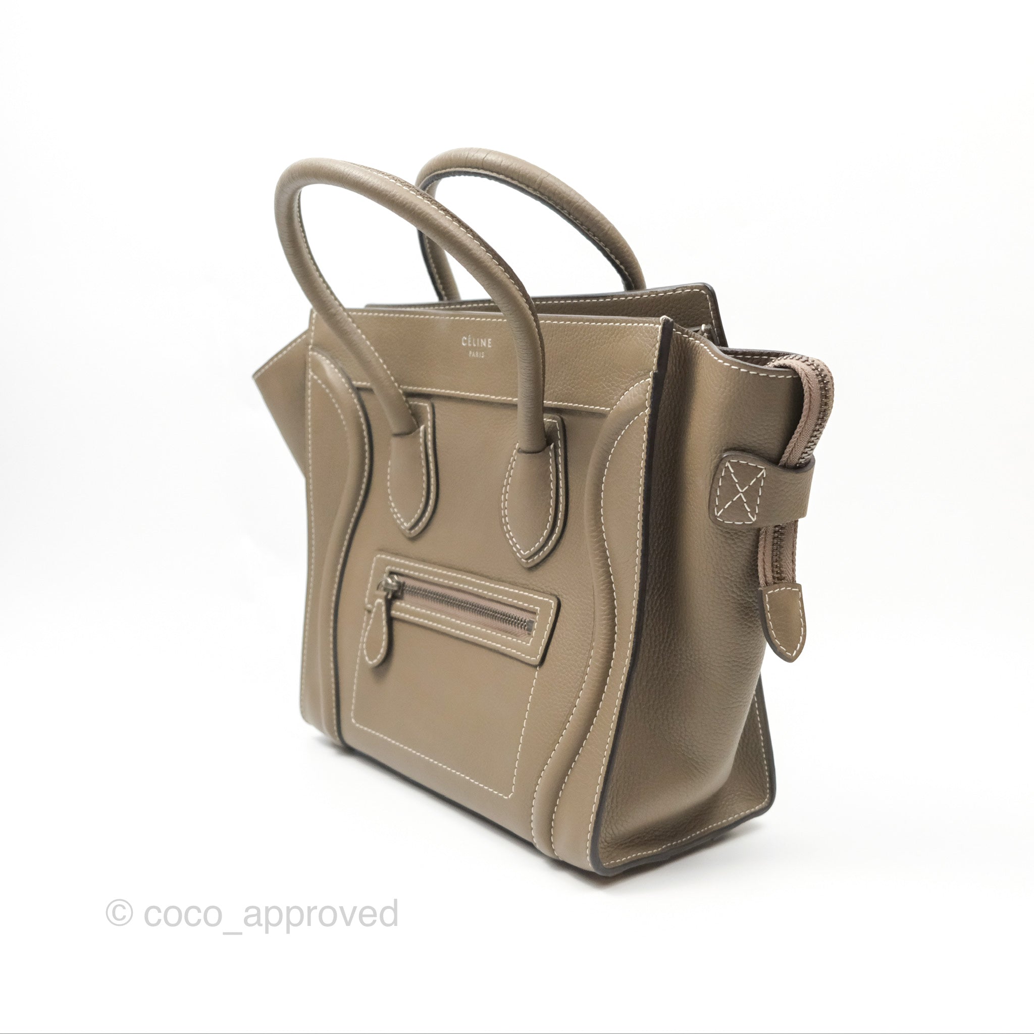 Celine Micro Luggage Bag in Souris Drummed Calfskin Leather - Stylish Crossbody Handbag for Women, Perfect for Work, Travel & Everyday Use