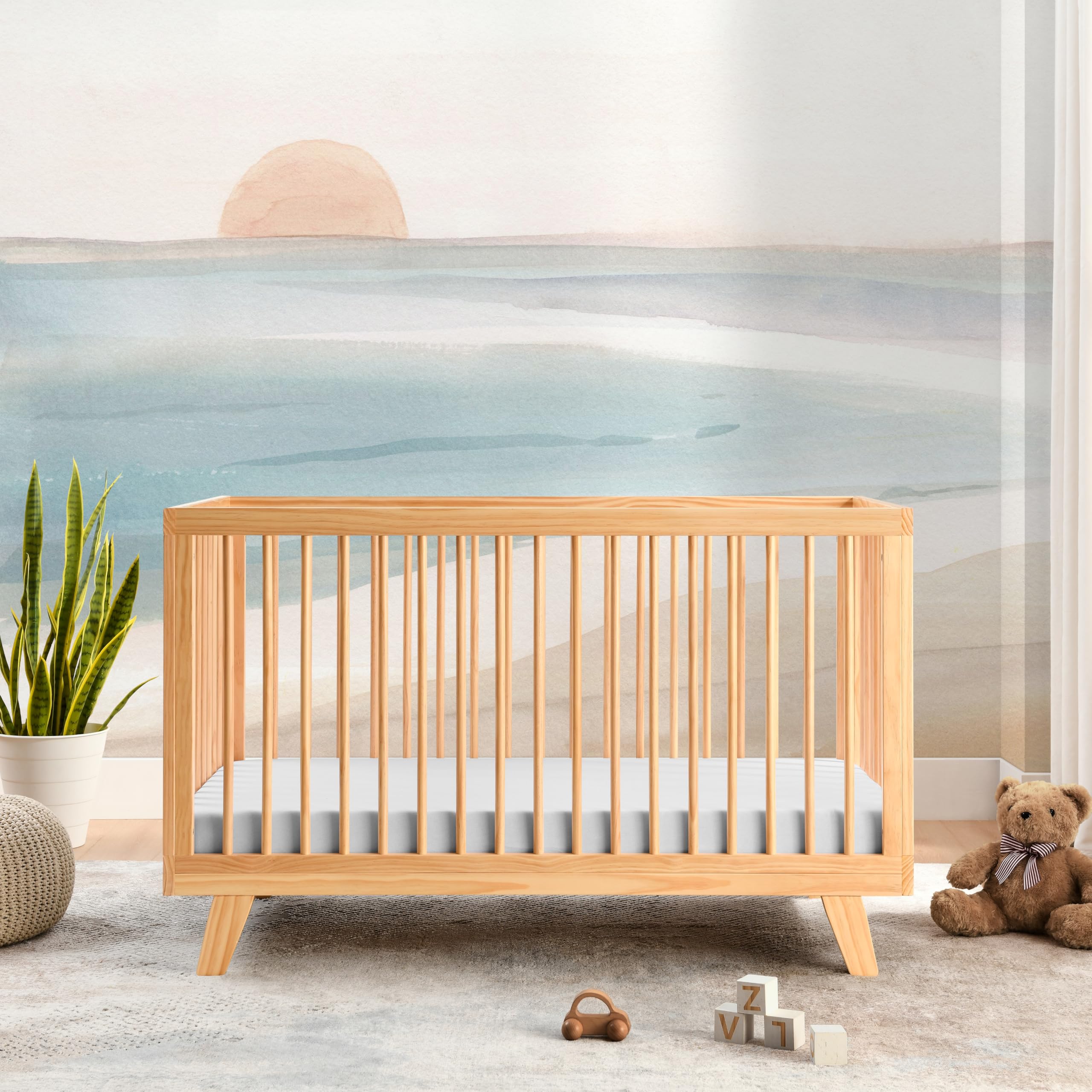 Astin 3-in-1 Convertible Baby Crib in Natural - Converts to Toddler Bed & Daybed | Fits Standard Full-Size Crib Mattress | 4 Adjustable Heights | Perfect Nursery Essential for Newborns to Toddlers