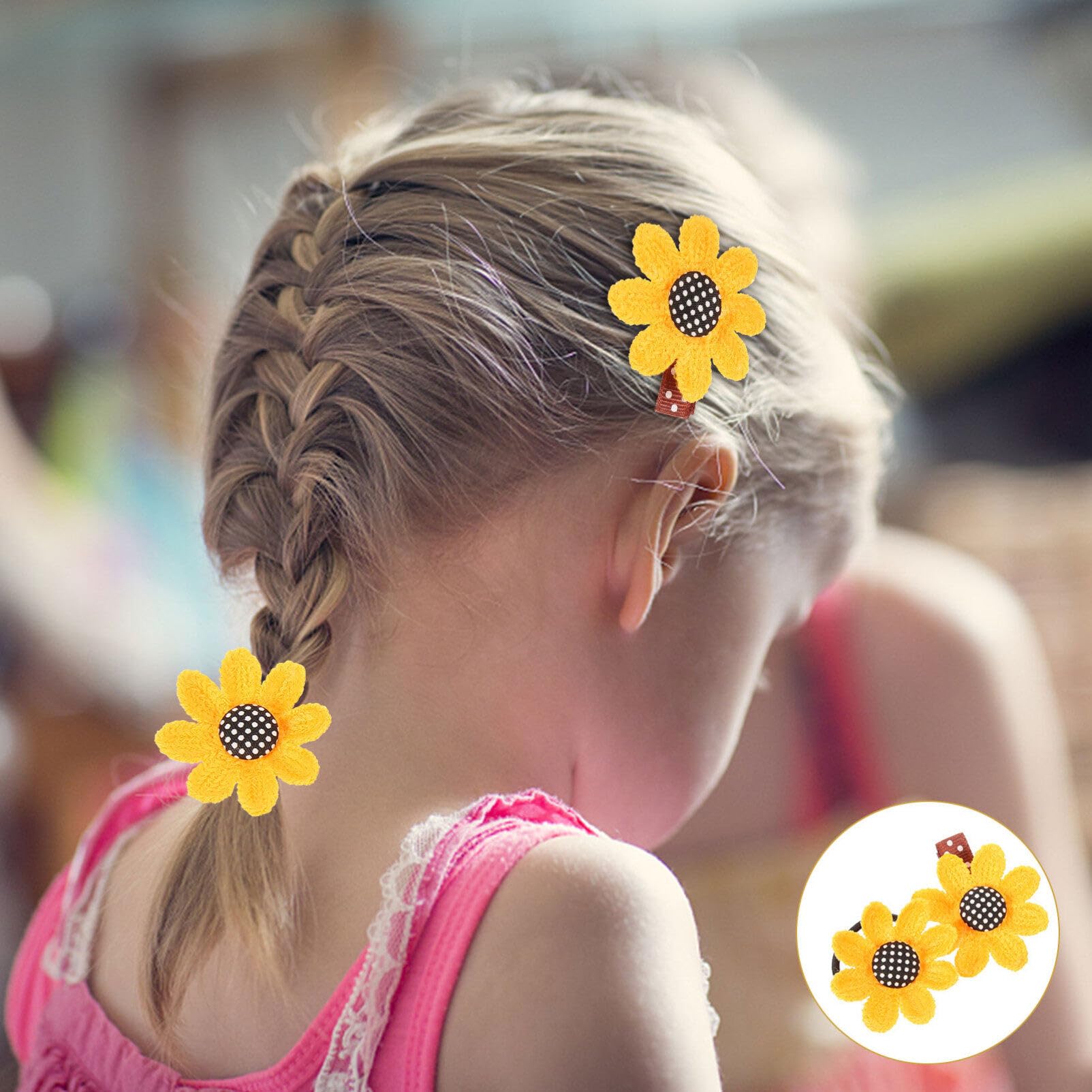 Beaupretty 6pcs Sunflower Hair Clips & Scrunchies Set - Cute Alligator Clips, Elastic Hair Ties, Ponytail Holders for Girls - Black & Yellow Floral Hair Accessories for School, Party, Summer Outfits