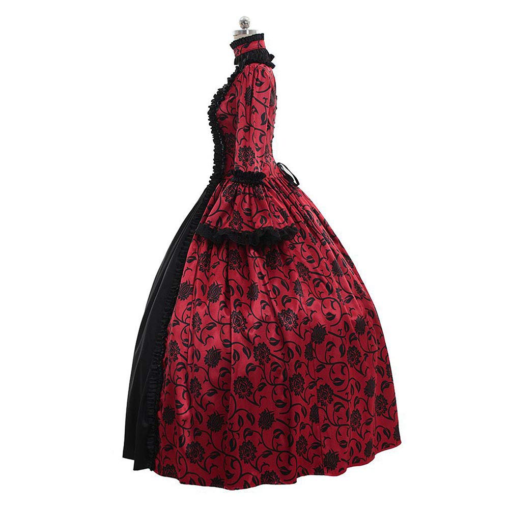 Medieval Queen Victorian Gothic Lace Ball Gown with Bell Sleeves - Renaissance Masquerade Vampire Costume for Halloween, Cosplay & Themed Parties