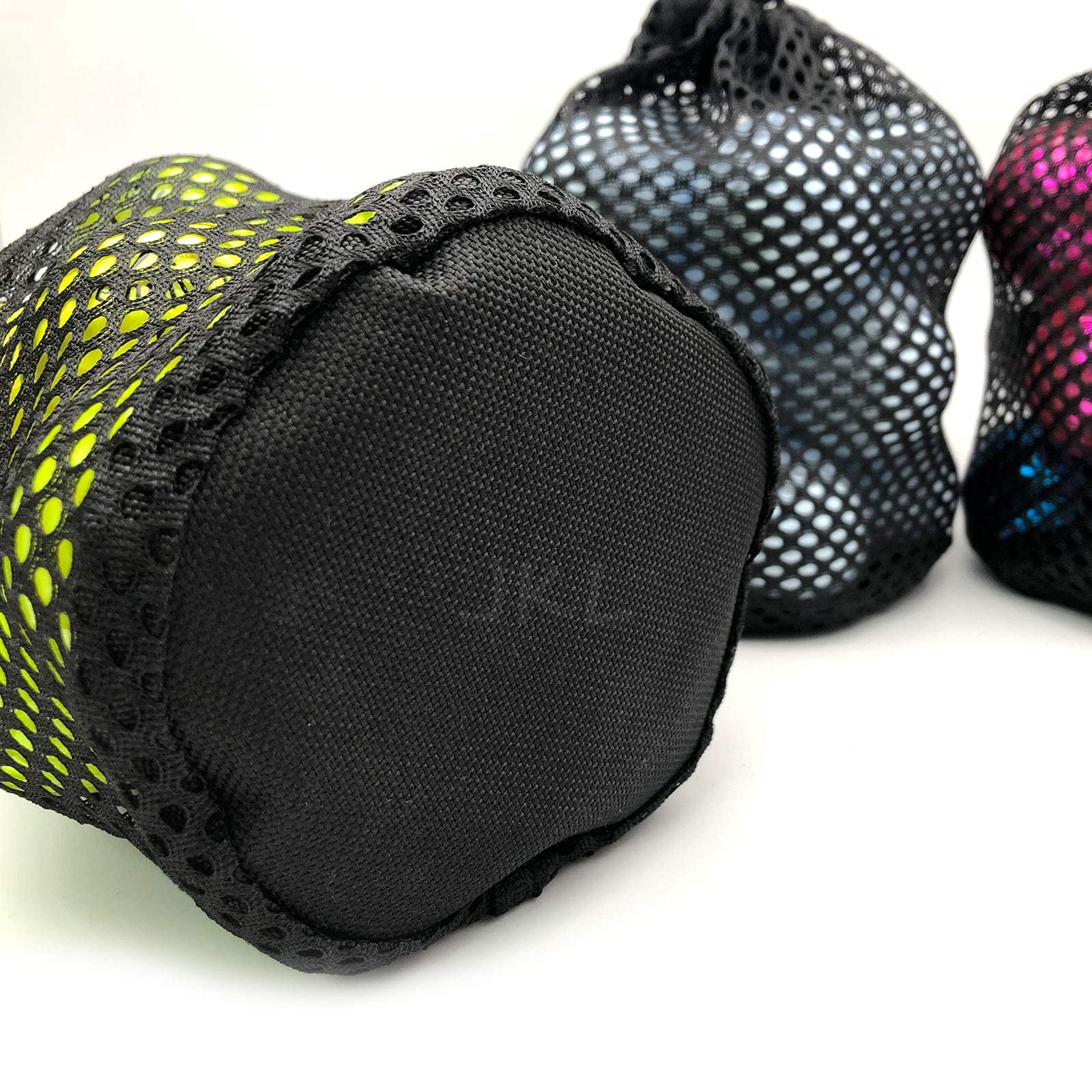 JKL 5-Pack Small Golf Ball Mesh Bags - Durable Nylon Drawstring Storage Pouches for Golf Accessories (Red, Yellow, Blue, Green, Black) - Perfect for Golf Practice, Tournament Organization & Sports Equipment Storage