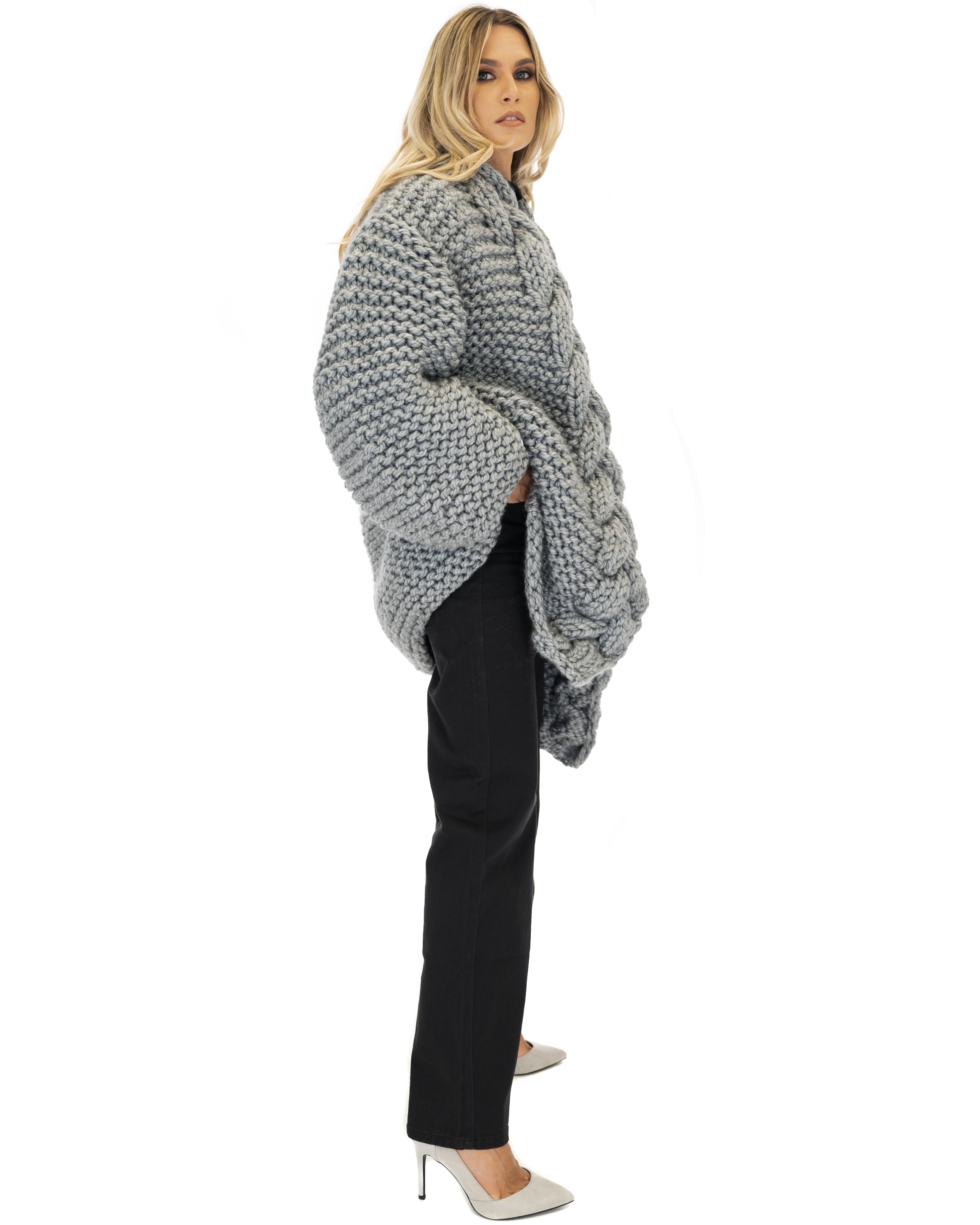 Women's Cable Knit Coat - Soft Wool Winter Jacket for Ladies - Perfect for Cold Weather, Office Wear & Casual Outfits
