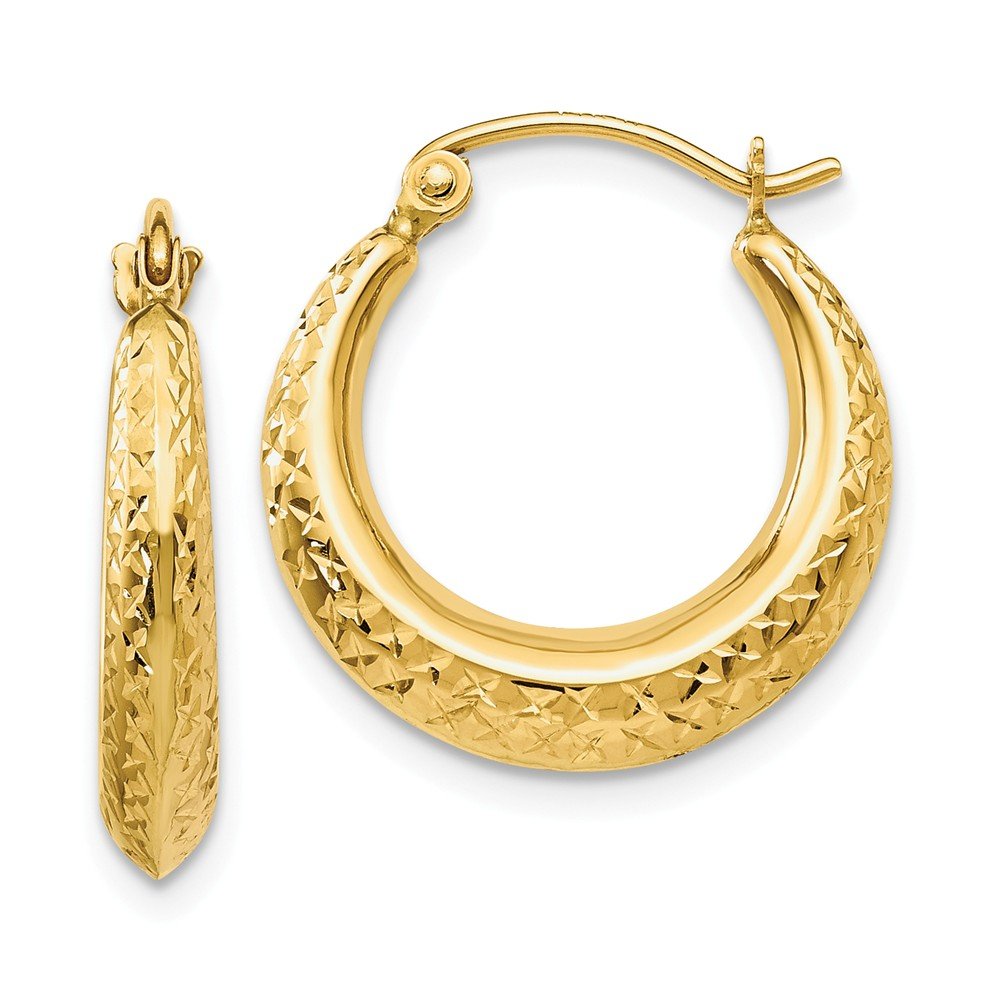 14K Yellow Gold Textured Hollow Hoop Earrings for Women - Lightweight Dainty Everyday Jewelry - Perfect for Work, Date Night & Special Occasions