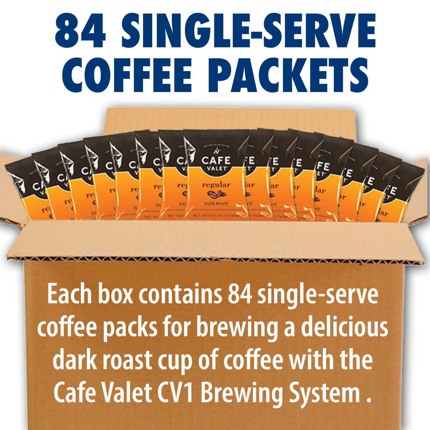 Dark Roast Single Serve Coffee Packets - 84 Count for Café Valet Makers | Home & Office Use