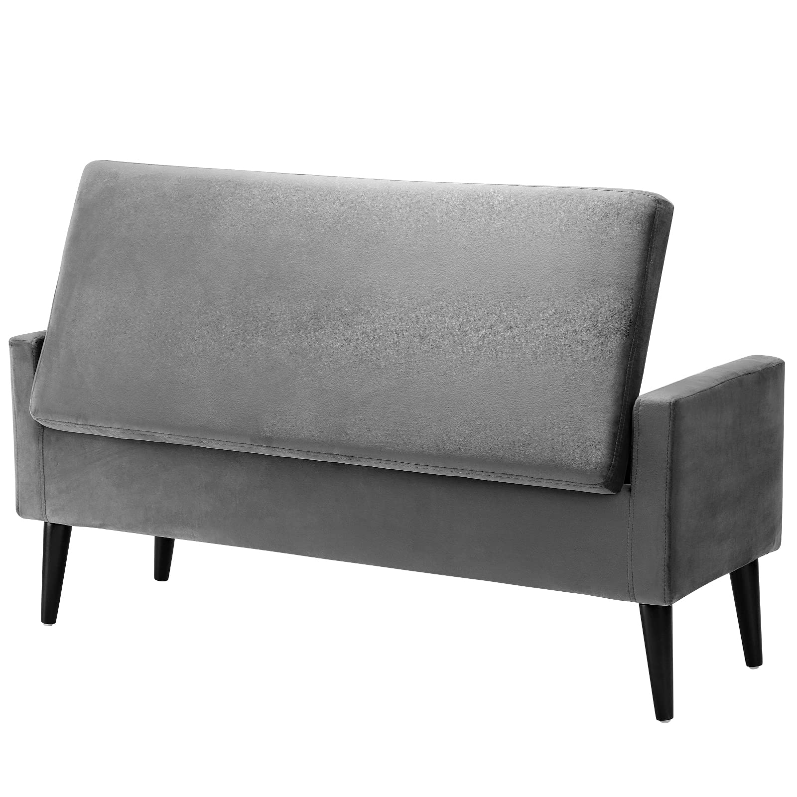 Velvet Upholstered Storage Bench with 2 Pillows - Long Ottoman Bench for Bedroom, End of Bed, Window Seat - Soft Gray Indoor Bench with Hidden Storage - Perfect for Small Space Organization & Extra Seating