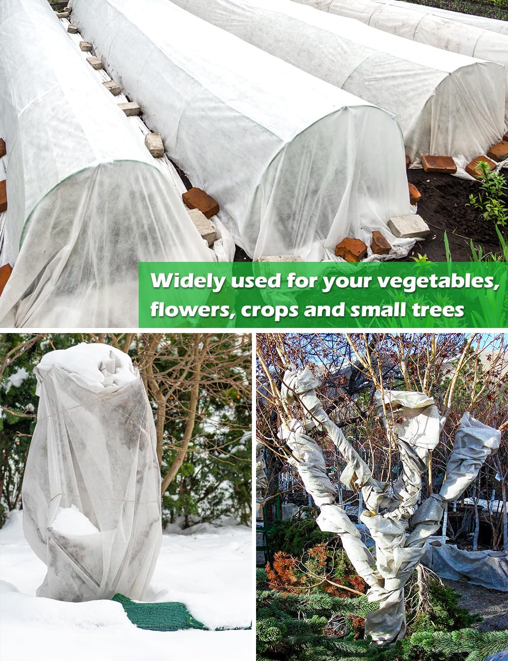 6.6FT x 66FT Reusable Plant Cover for Winter Protection - 1.1oz/yd² Frost Blanket, UV-Resistant Floating Row Cover for Vegetables & Fruits | Ideal for Garden Frost Protection, Cold Weather Plant Shelter & Season Extension