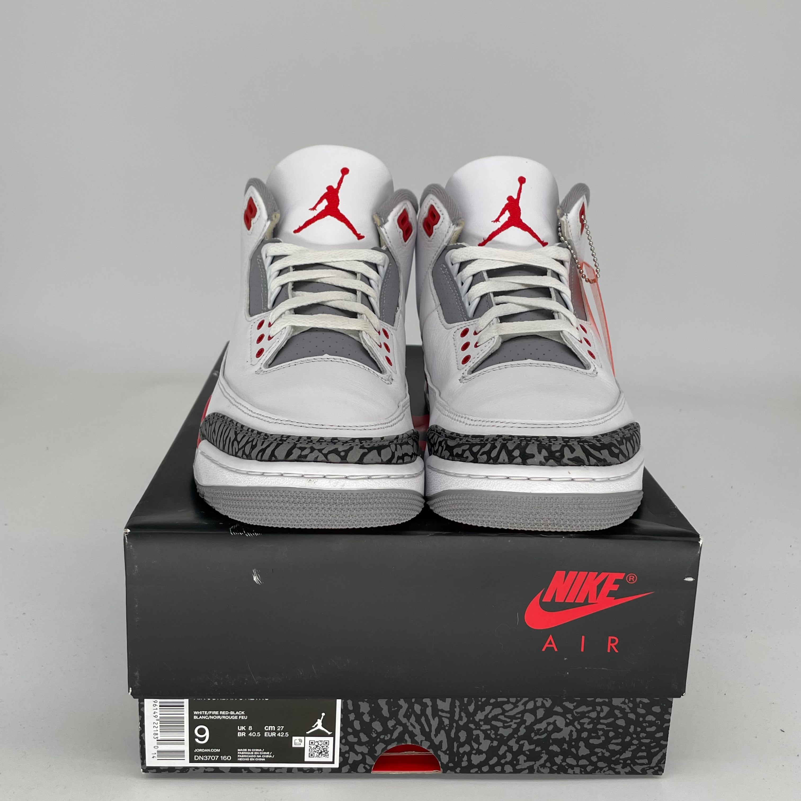 AIR JORDAN 3 Retro Fire Red Men's Basketball Shoes Size 9 - DN3707-160 | Authentic Sneakers for Sports, Streetwear & Casual Outfits