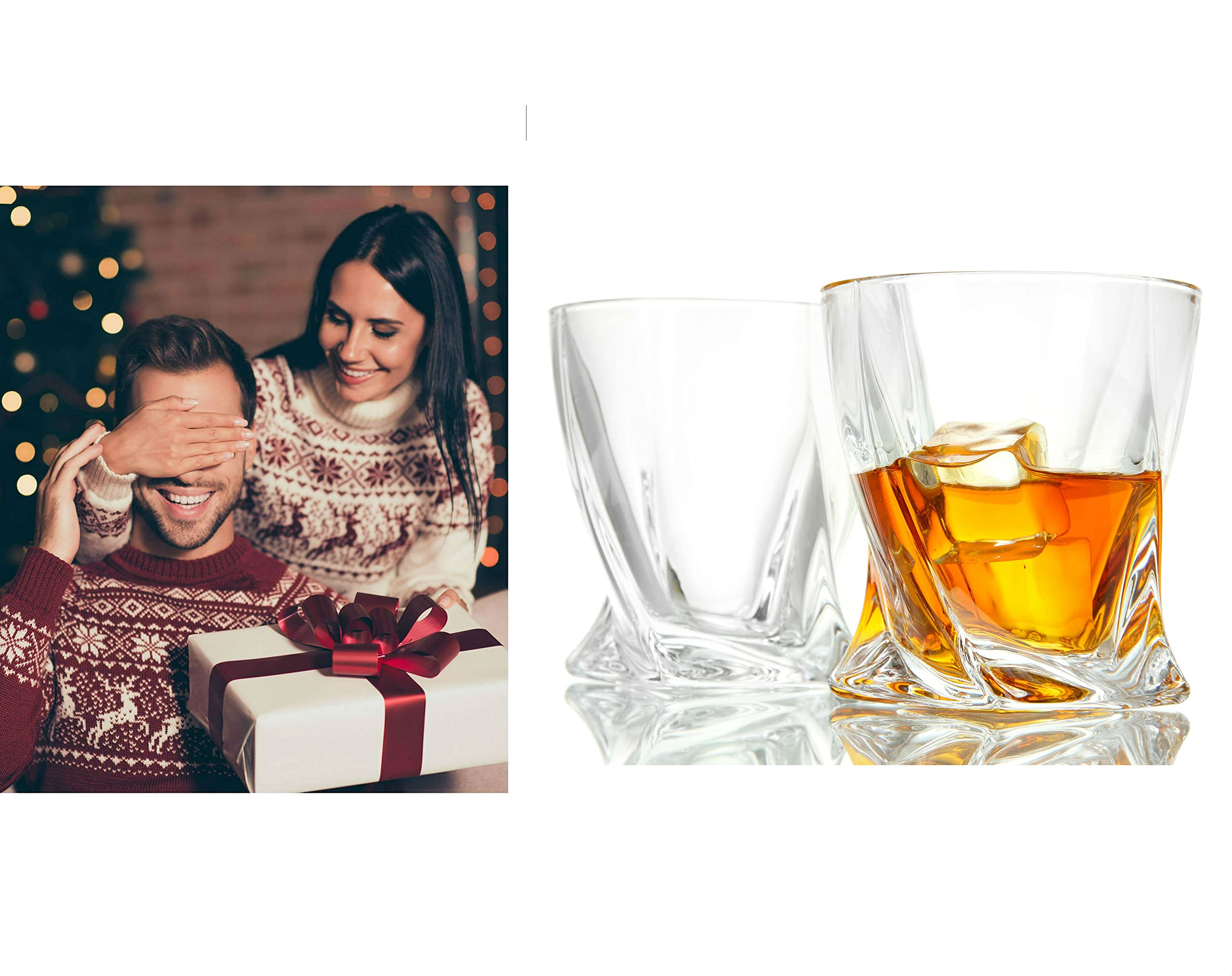 Bezrat 6-Piece Whiskey Glass Set - 10 oz Scotch & Bourbon Glasses for Cocktails & Gifts - Perfect for Home Bar & Parties