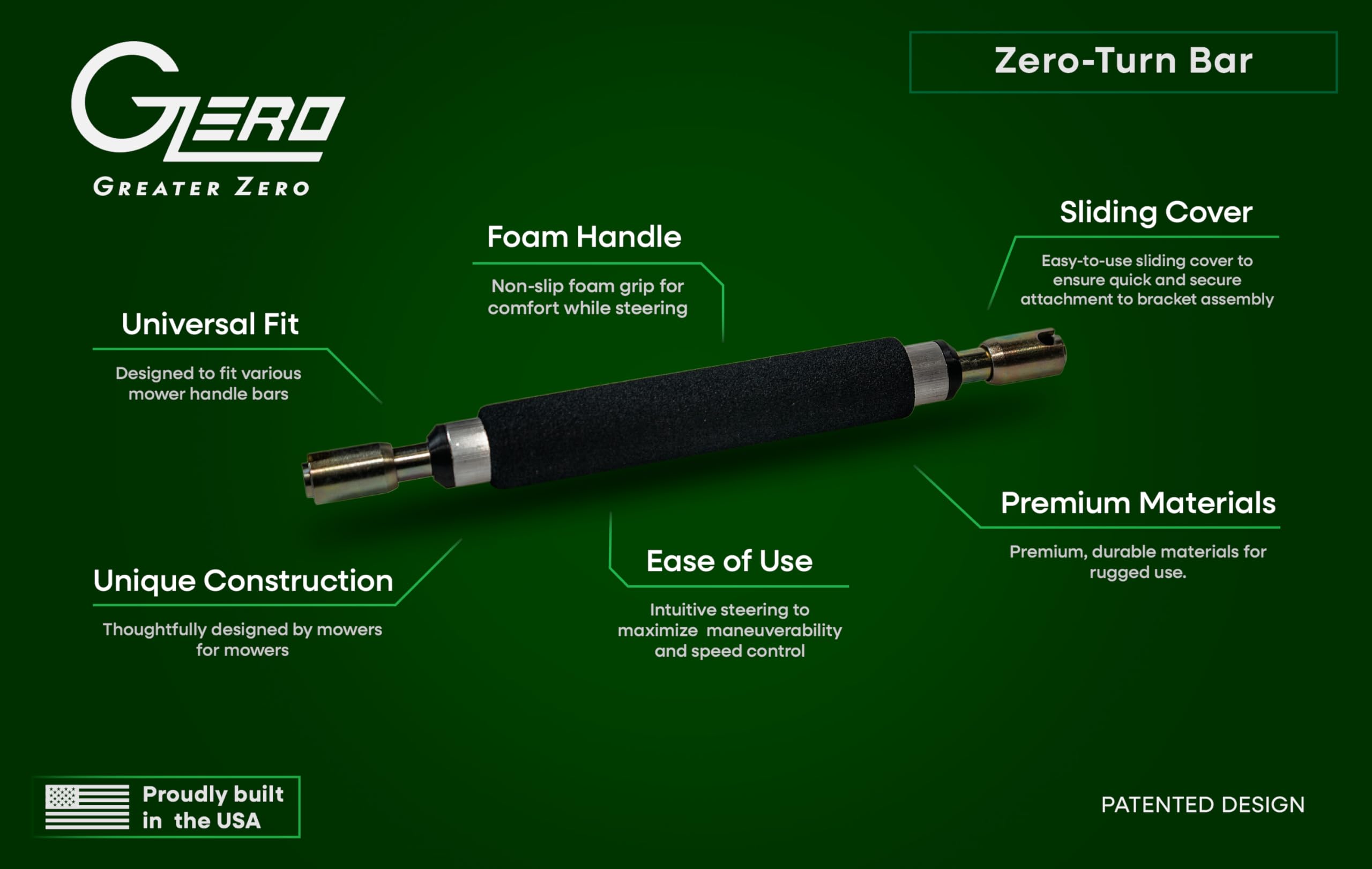 Zero-Turn Steering Bar - Ergonomic One-Hand Control for Zero-Turn Lawn Mowers | Perfect for Landscaping & Large Yard Maintenance