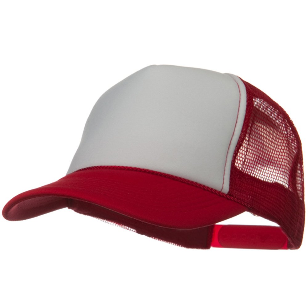 Otto Two-Tone Polyester 5-Panel Baseball Cap with Foam Front & Mesh Back - Red/White/Red - Perfect for Outdoor Sports, Running, and Casual Wear