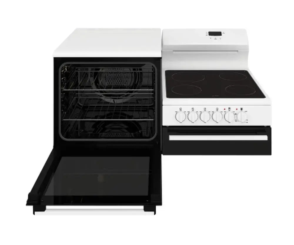 Westinghouse WDE143WC White Freestanding Electric Cooker with Separate Grill - Left Hand Design for Compact Kitchens & Small Spaces