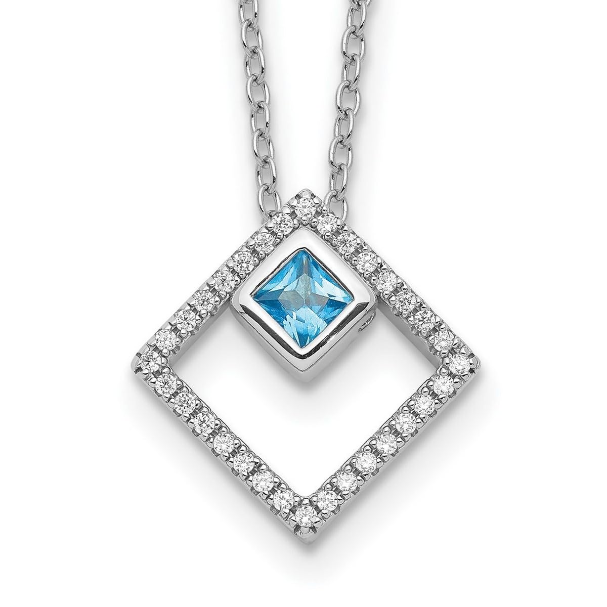 925 Sterling Silver Rhodium Plated 5mm CZ Cubic Zirconia Simulated Diamond & Spinel Pendant Necklace for Women - 16 Inch with 1 Inch Extender | Elegant Jewelry for Parties, Weddings & Everyday Wear