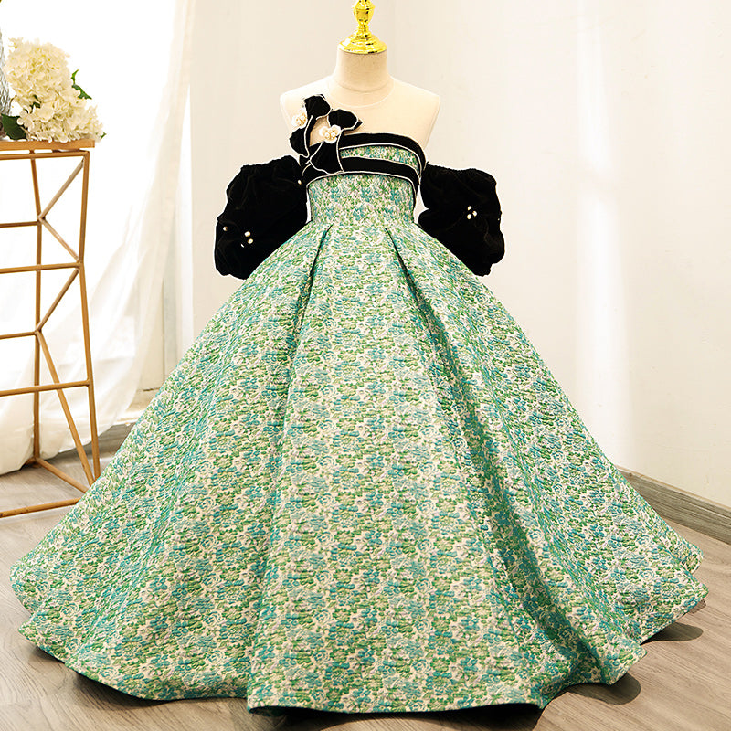 Baby Girl Birthday Wedding Pageant Dress - Puff Sleeve Back Hollow Princess Gown for Special Occasions | Perfect for Parties, Photos & Celebrations