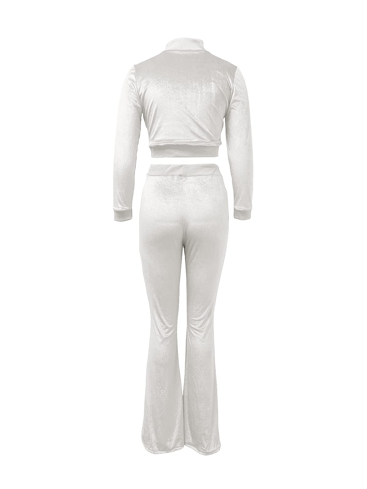 JURIS Women's 2-Piece Velour Tracksuit Set - Long Sleeve Zip Up Crop Top & Flare Pants Outfit for Yoga, Lounge & Streetwear Fashion