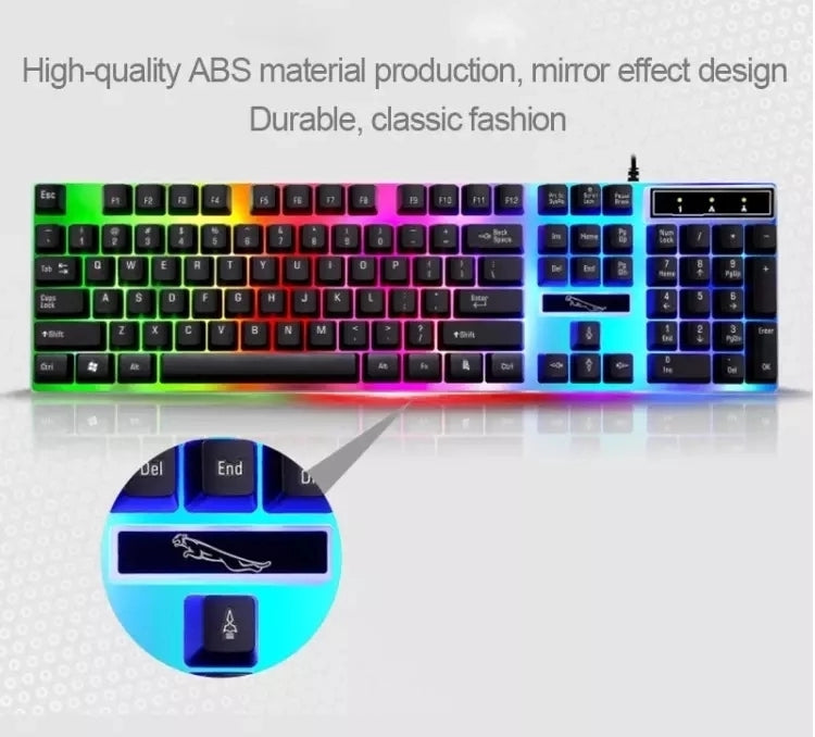 Professional USB 2.0 Backlit LED Gaming Keyboard and Mouse Combo - 104 Keys Wired Keyboard Set for PC, Laptop, Desktop Computer | Perfect for Home Office, Gaming & Typing