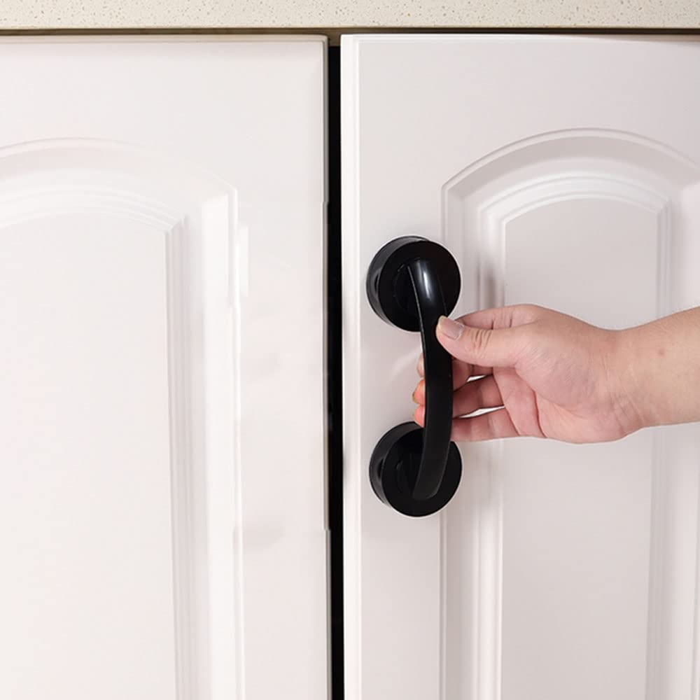 Large Sliding Glass Door Suction Cup Handle - Seamless Black Travel Door Handle Set for Smooth Operation | Perfect for Hotels, Apartments & Office Glass Doors