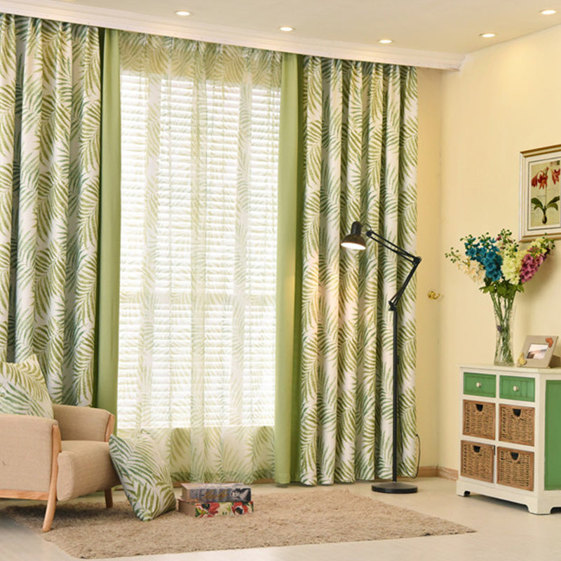 Valerie Color Blocking Rustic Botanical Blackout Custom Curtains - Thermal Insulated Window Drapes for Living Room, Bedroom & Nursery