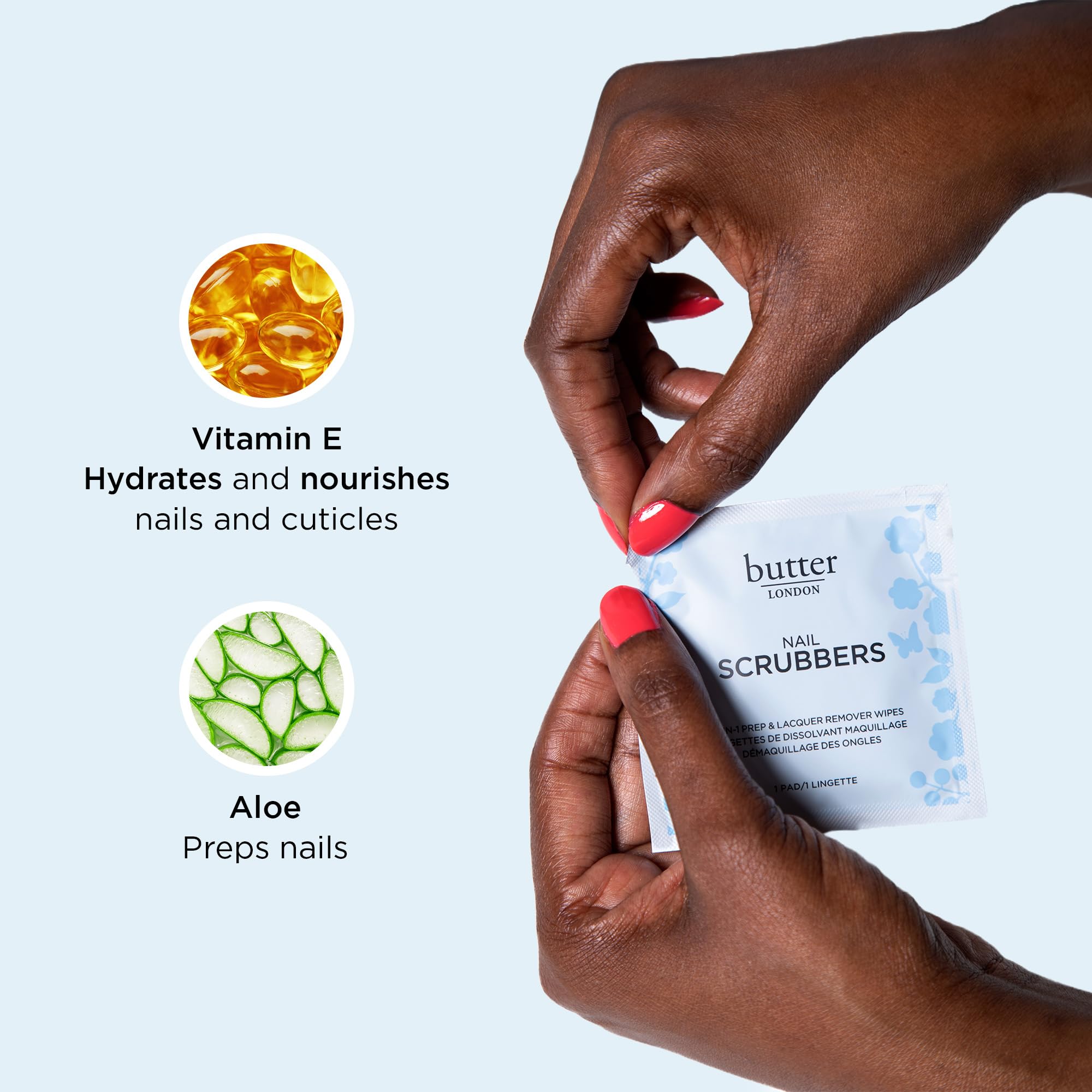 Butter LONDON Nail Polish Remover Pads - Quick & Gentle Nail Scrubbers for Easy Polish Removal | Perfect for At-Home Manicures & Travel Nail Care