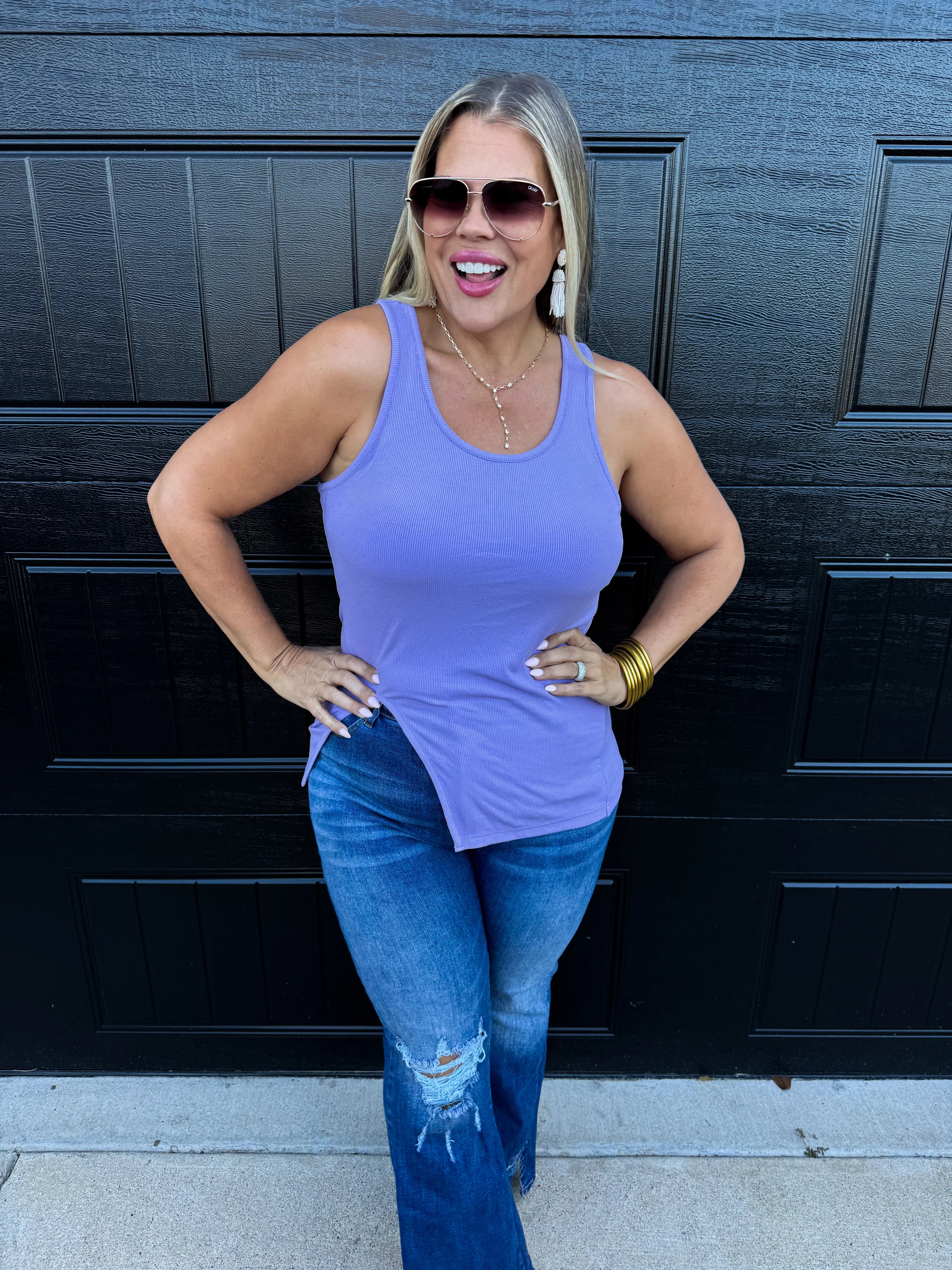 Gabby Side Slit Tank Top - 4 Color Options | Preorder Now | Perfect for Yoga, Gym & Summer Outfits