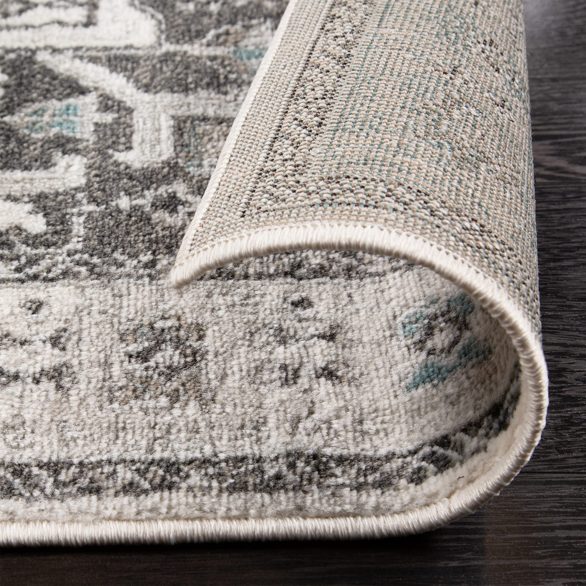 Premium Jute Backed Indoor Area Rug - Rustic Medallion Design 8' x 10' in Grey Ivory | Entryway, Hallway, Kitchen, Office, Bedroom, Living & Dining Room Decor | Soft & Durable Floor Covering for Cozy Home Atmosphere | Einsgrove Collection