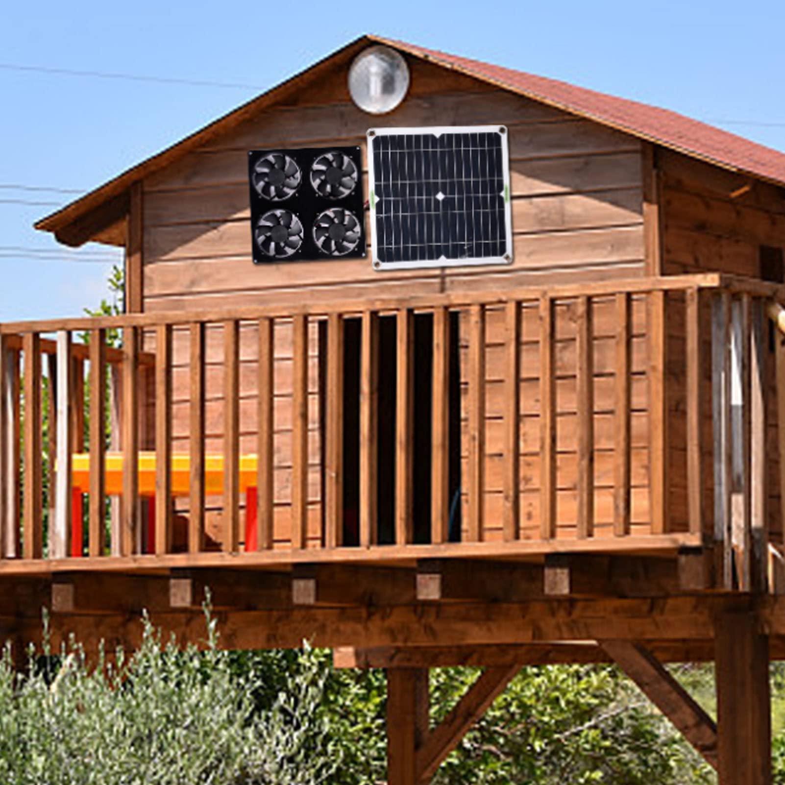 ANUU Solar Powered Exhaust Fan - Energy Efficient Ventilation for Greenhouses, Motorhomes, Chicken Coops & Pet Houses | Outdoor Air Circulation Solution
