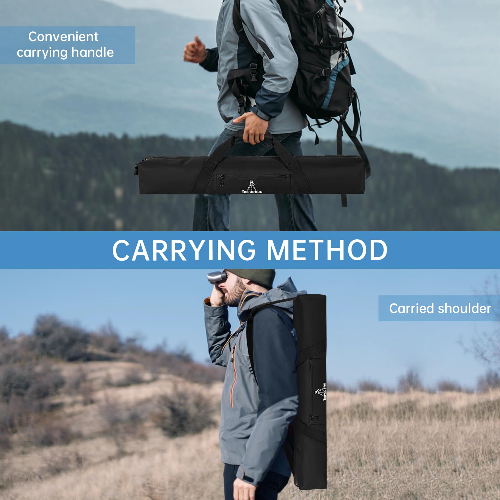 Heavy Duty Tripod Carrying Case 30x4.5x4.5in - Professional Monopod Bag with Adjustable Shoulder Strap & Handles for Camera, Microphone Stand, Music Stand, Lighting Equipment - Perfect for Photography, Videography & Live Events