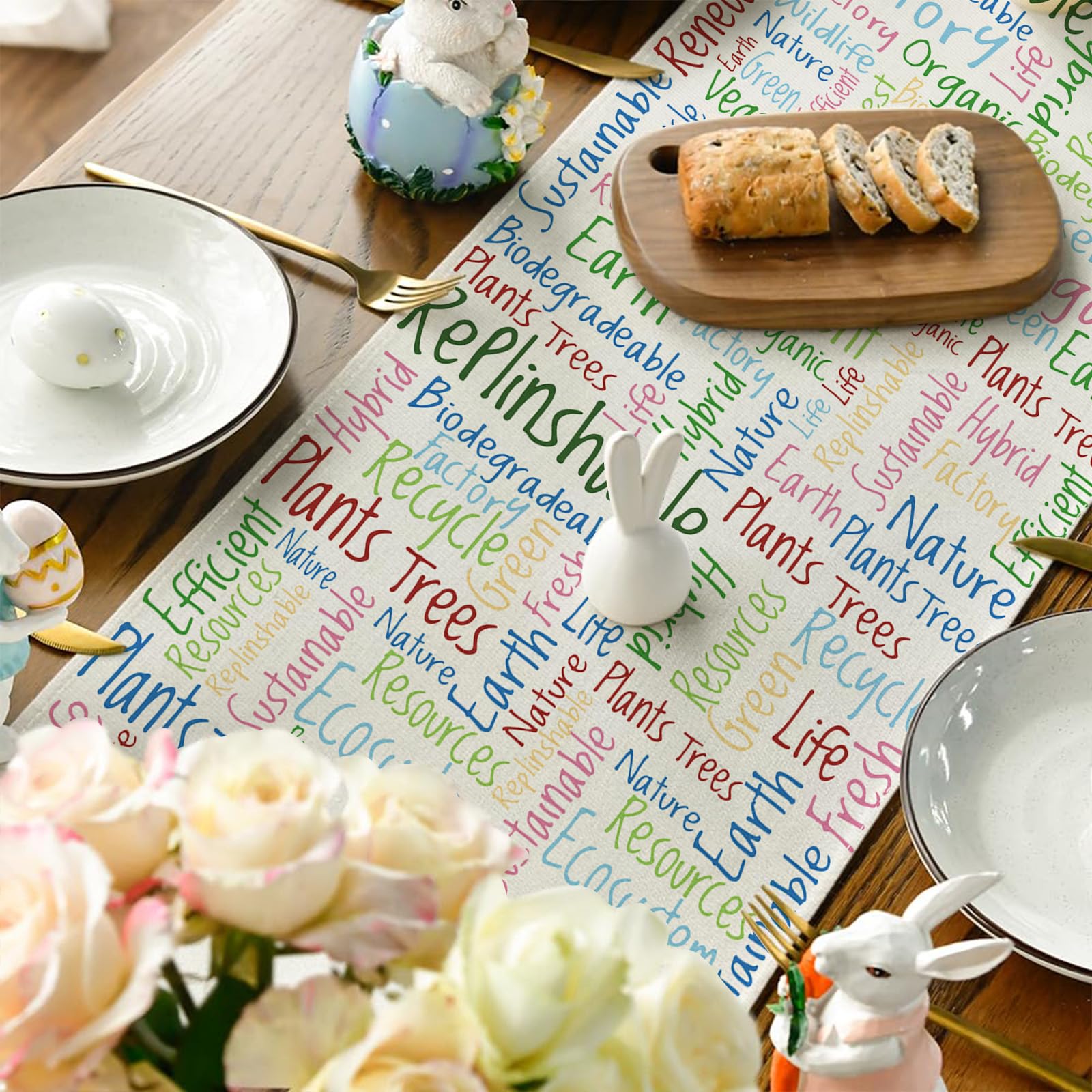 Eco-Friendly Earth Day Table Runner & Party Decorations - Sustainable Home Party Supplies for Earth Day Celebrations & Environmental Awareness Events
