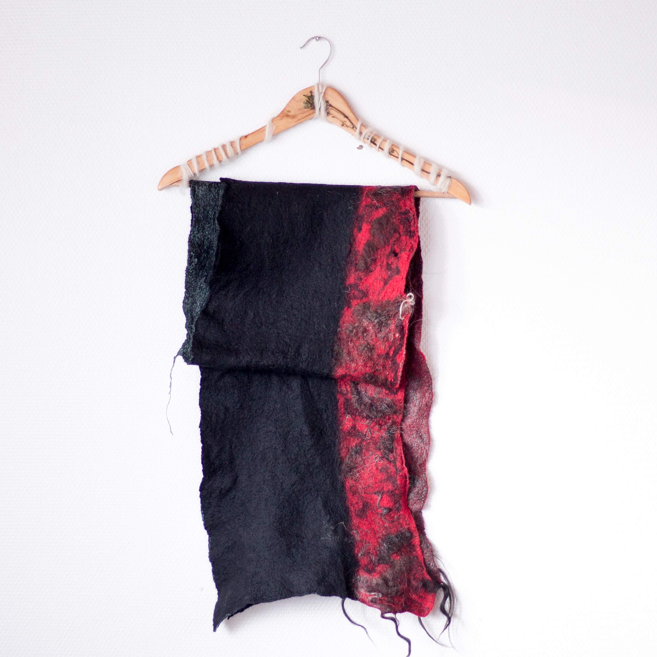 Wool Felt Blanket Scarf for Women - Black & Red Plaid Winter Wrap Shawl - Cozy Fashion Accessory for Cold Weather, Travel & Outdoor Activities