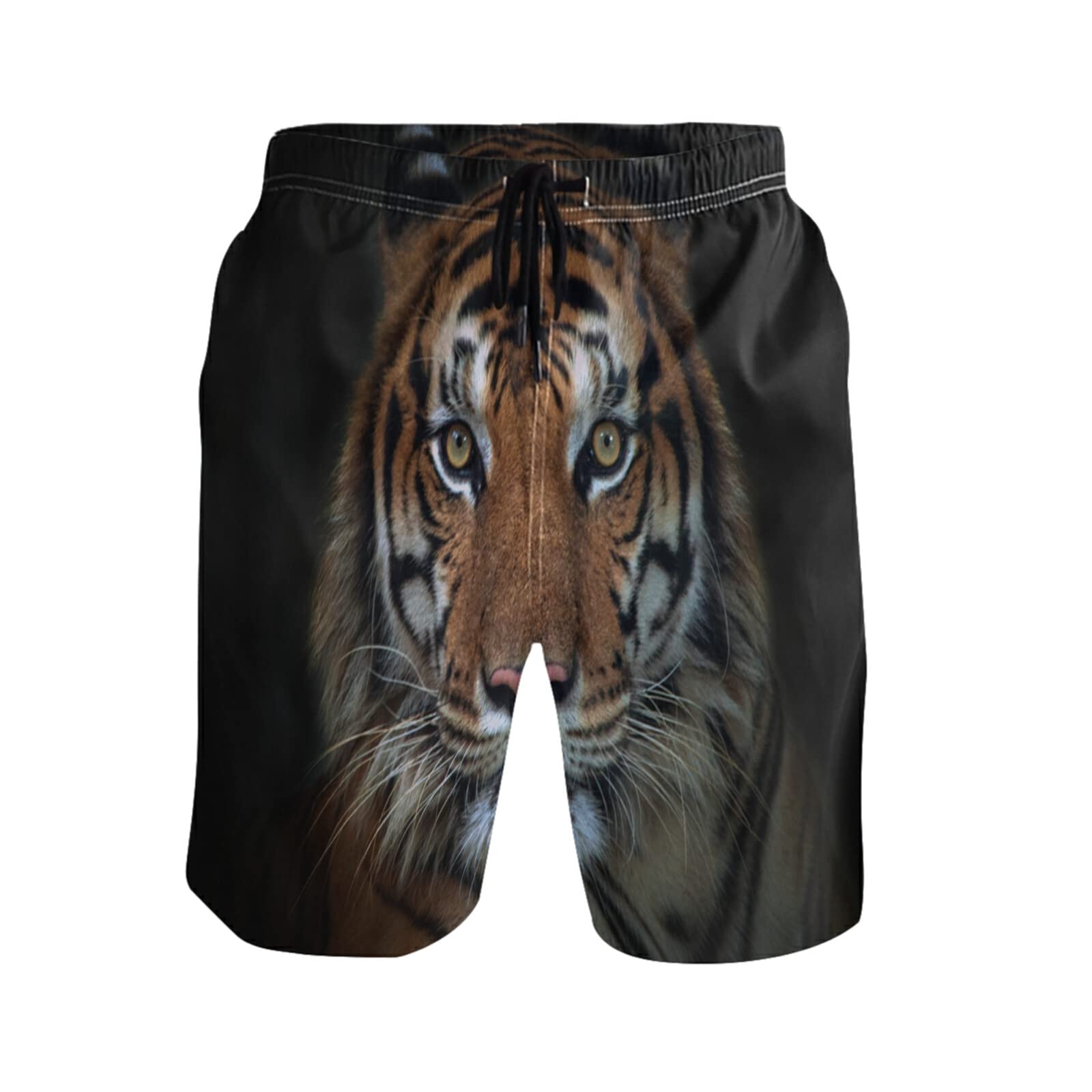 **African Tiger Print Men's Swim Trunks - Quick Dry Beach Shorts with Pockets - Board Shorts for Swimming, Surfing & Summer Vacations**