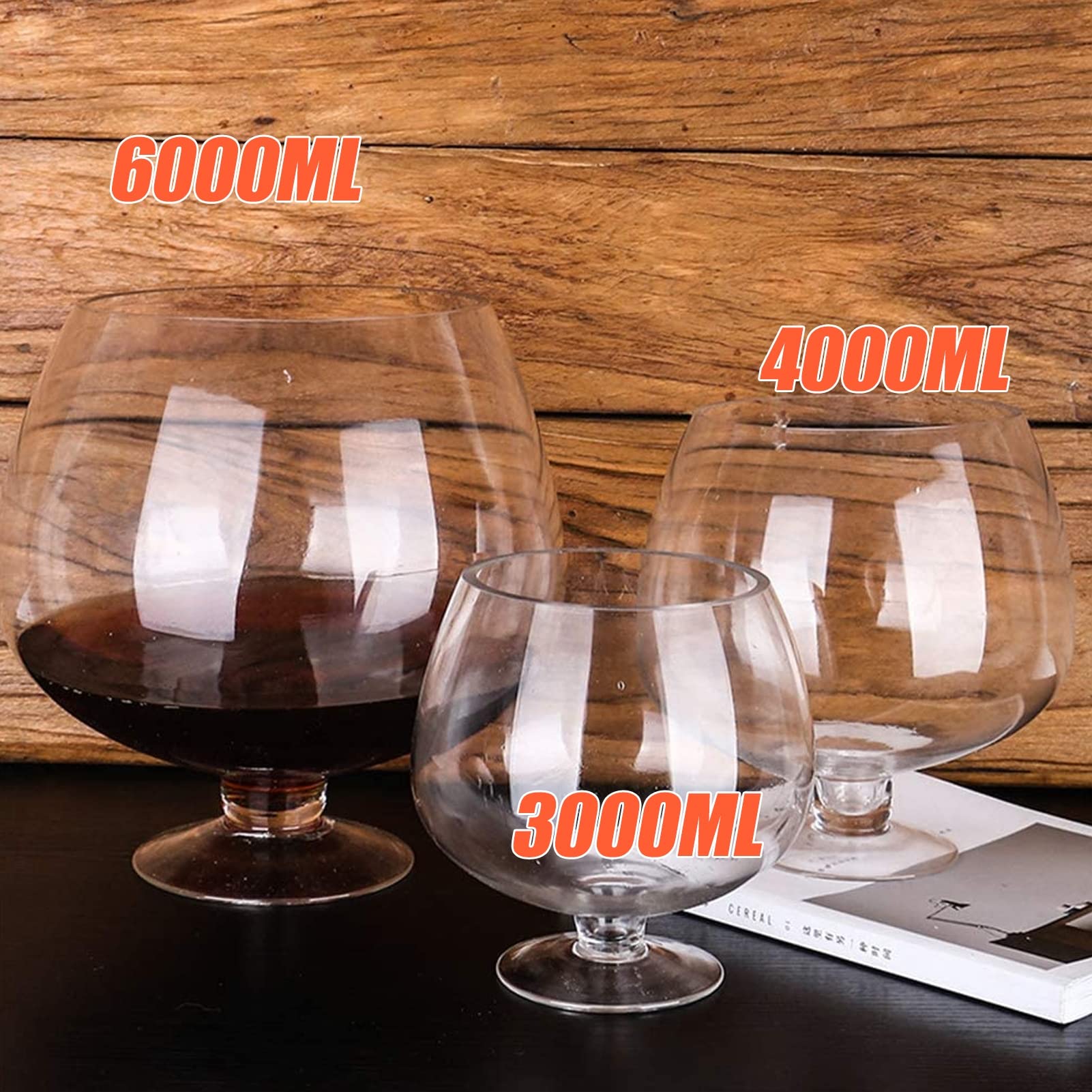 Premium 12000ml Oversized Crystal Glass Set - Elegant Brandy, Beer & Wine Glasses for Home Bar, Parties & Gifts (6-Piece Set) - Perfect for Birthday Celebrations, Anniversaries & Special Occasions