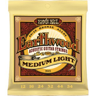 Ernie Ball P02003 Earthwood Medium Light Acoustic Guitar Strings 12-54, 80/20 Bronze Coated (2 Pack) - Perfect for Electric & Acoustic Guitars, Studio Recording & Live Performances